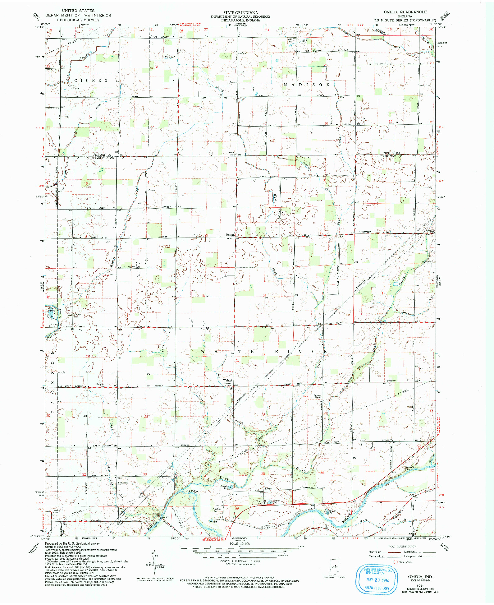 USGS 1:24000-SCALE QUADRANGLE FOR OMEGA, IN 1961