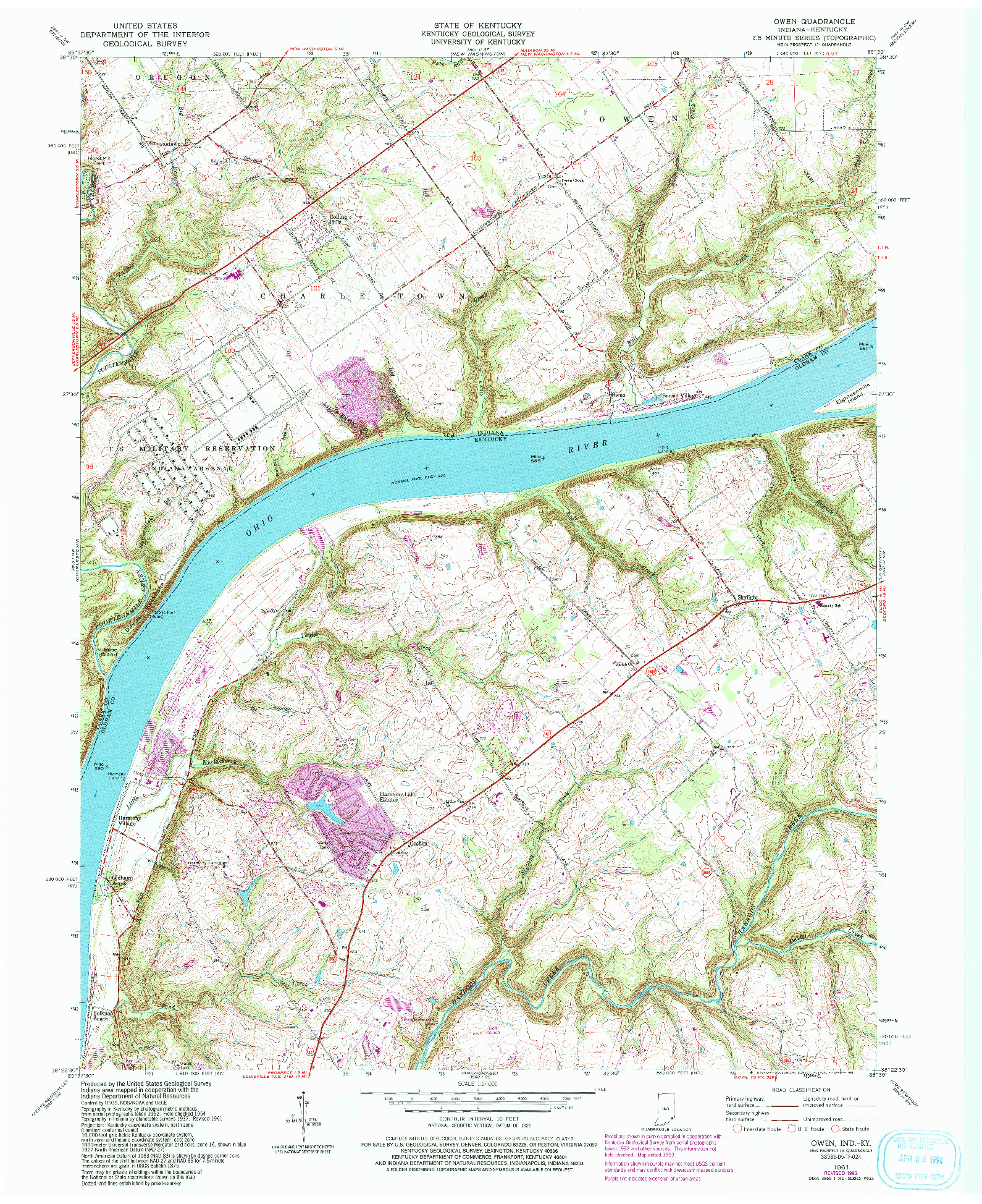 USGS 1:24000-SCALE QUADRANGLE FOR OWEN, IN 1961