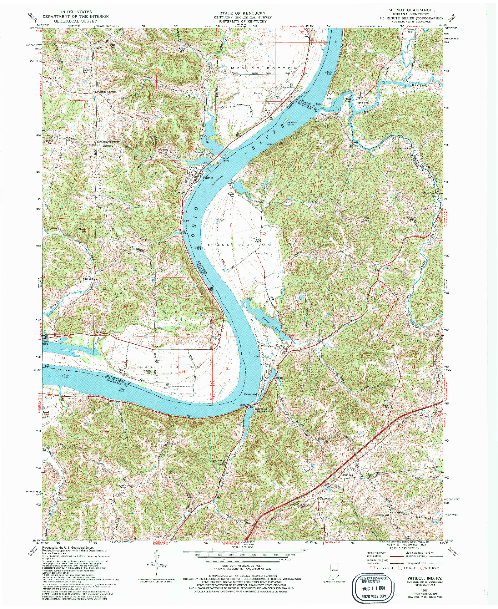 USGS 1:24000-SCALE QUADRANGLE FOR PATRIOT, IN 1981