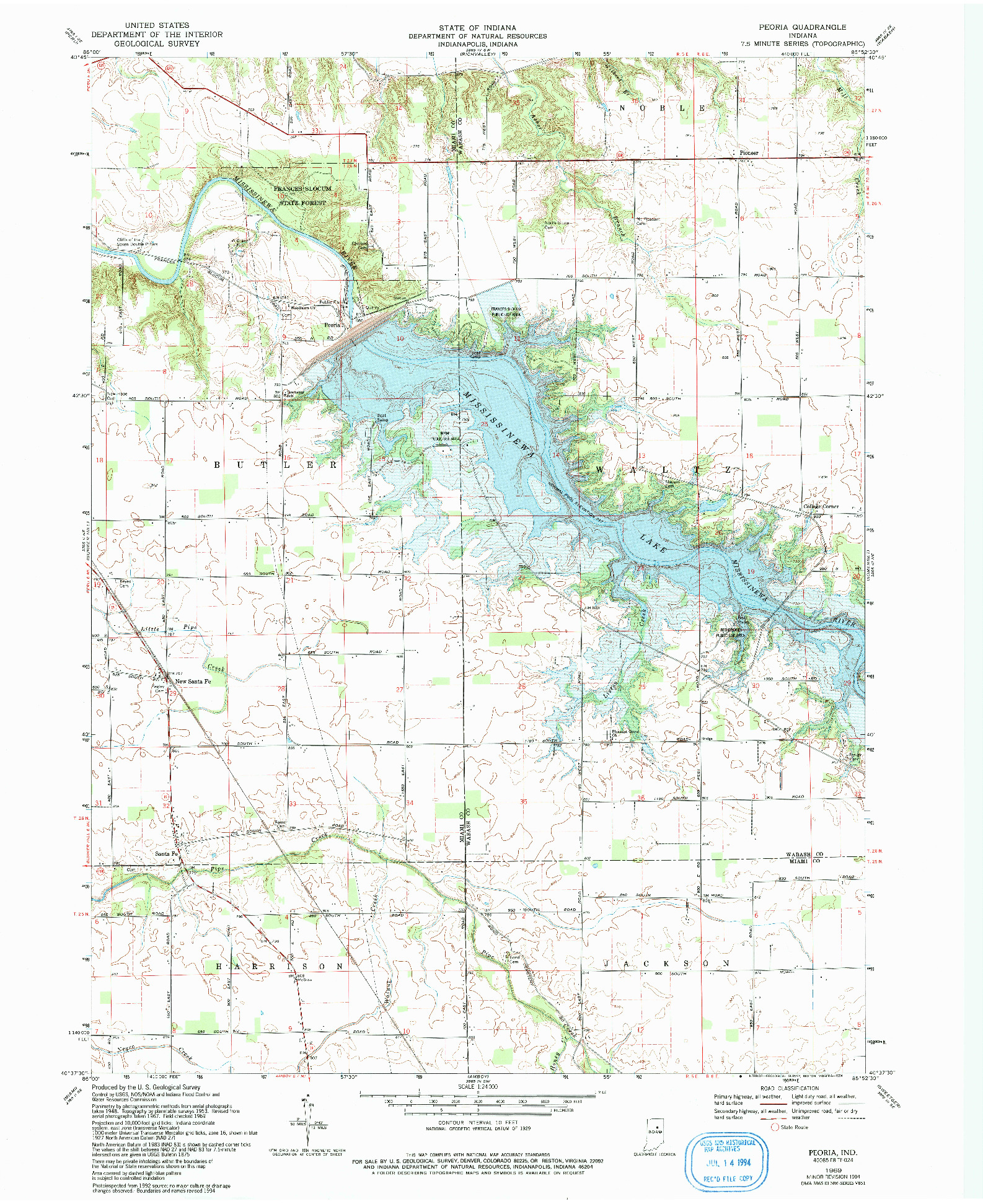 USGS 1:24000-SCALE QUADRANGLE FOR PEORIA, IN 1969