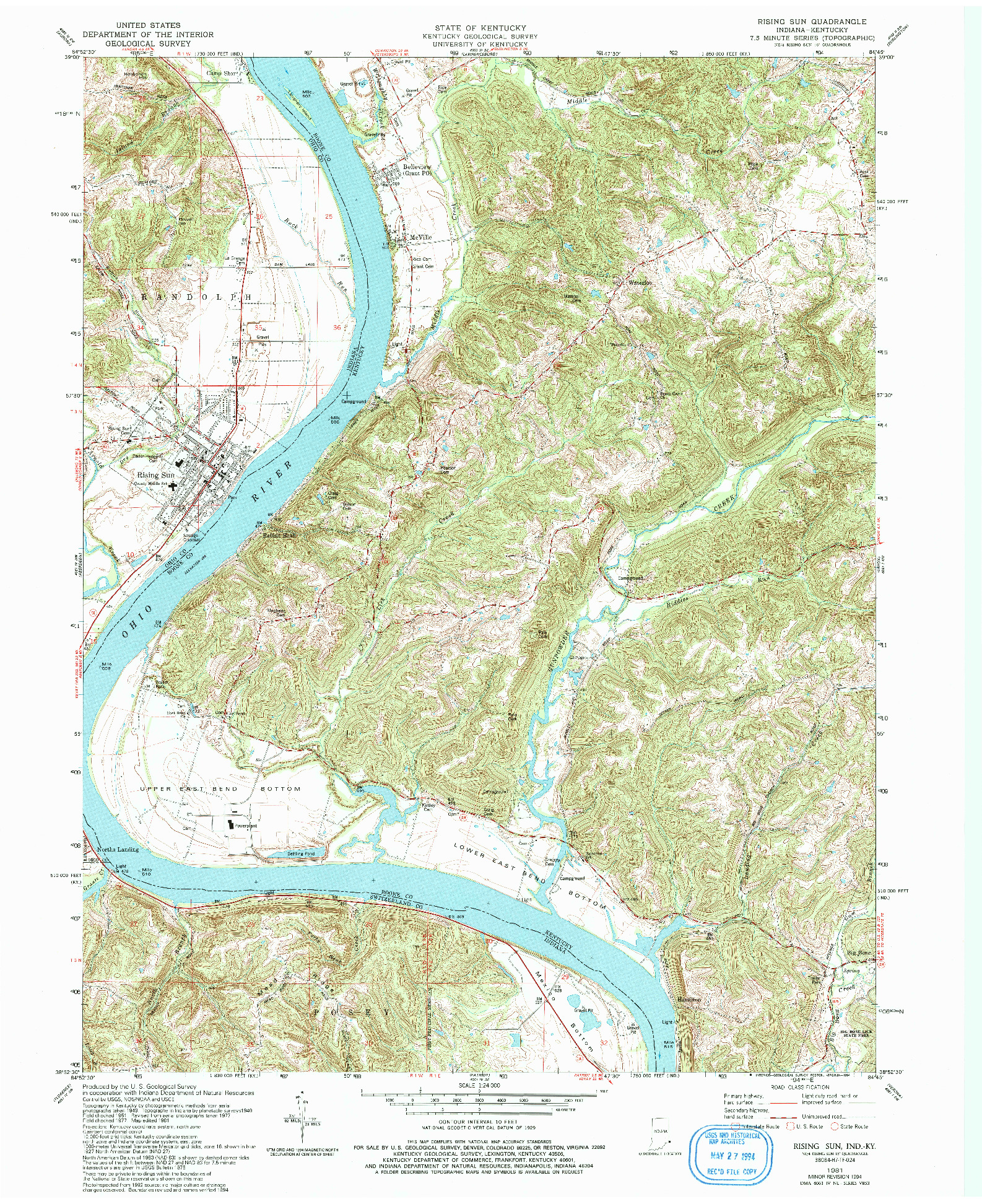 USGS 1:24000-SCALE QUADRANGLE FOR RISING SUN, IN 1981