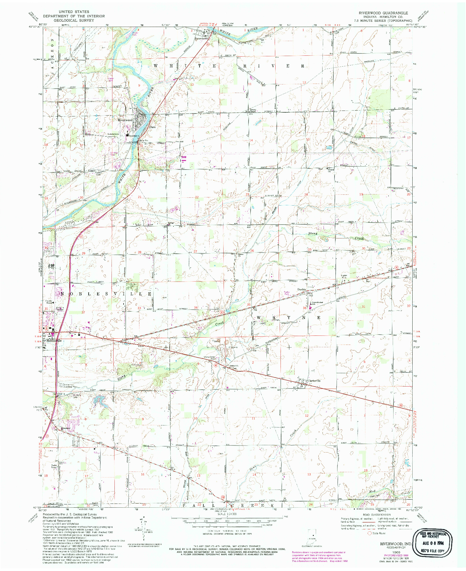 USGS 1:24000-SCALE QUADRANGLE FOR RIVERWOOD, IN 1969