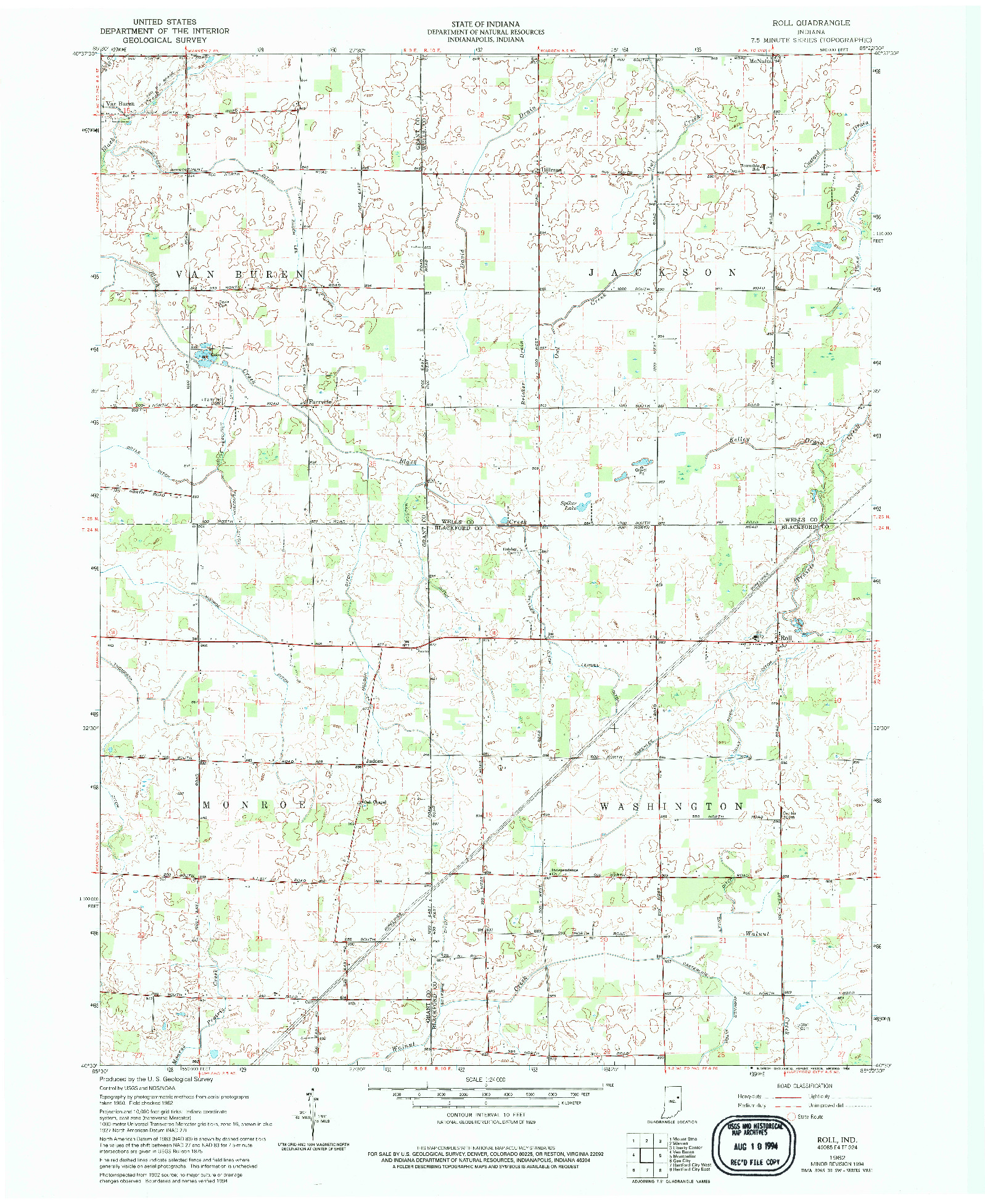 USGS 1:24000-SCALE QUADRANGLE FOR ROLL, IN 1962