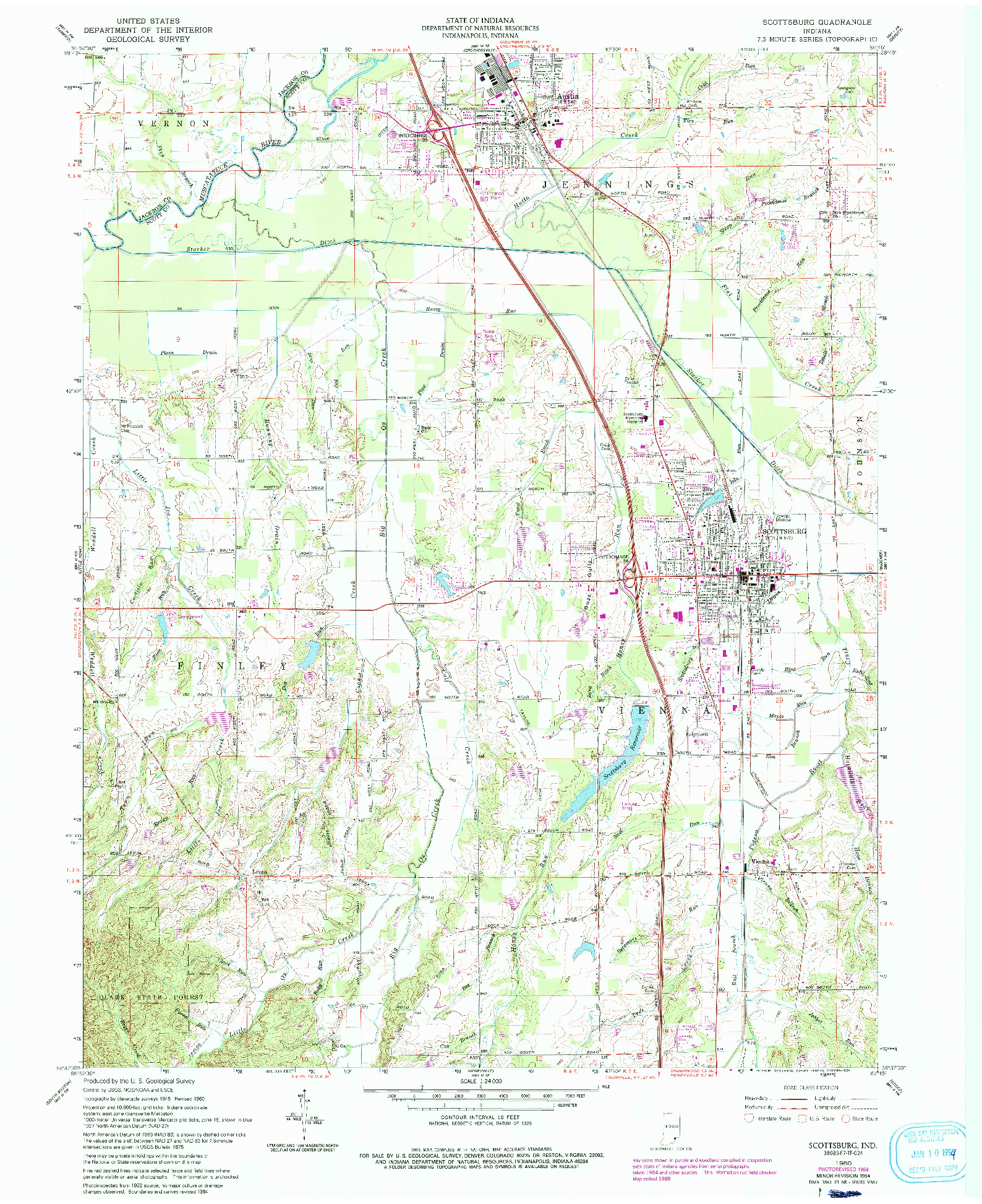 USGS 1:24000-SCALE QUADRANGLE FOR SCOTTSBURG, IN 1960