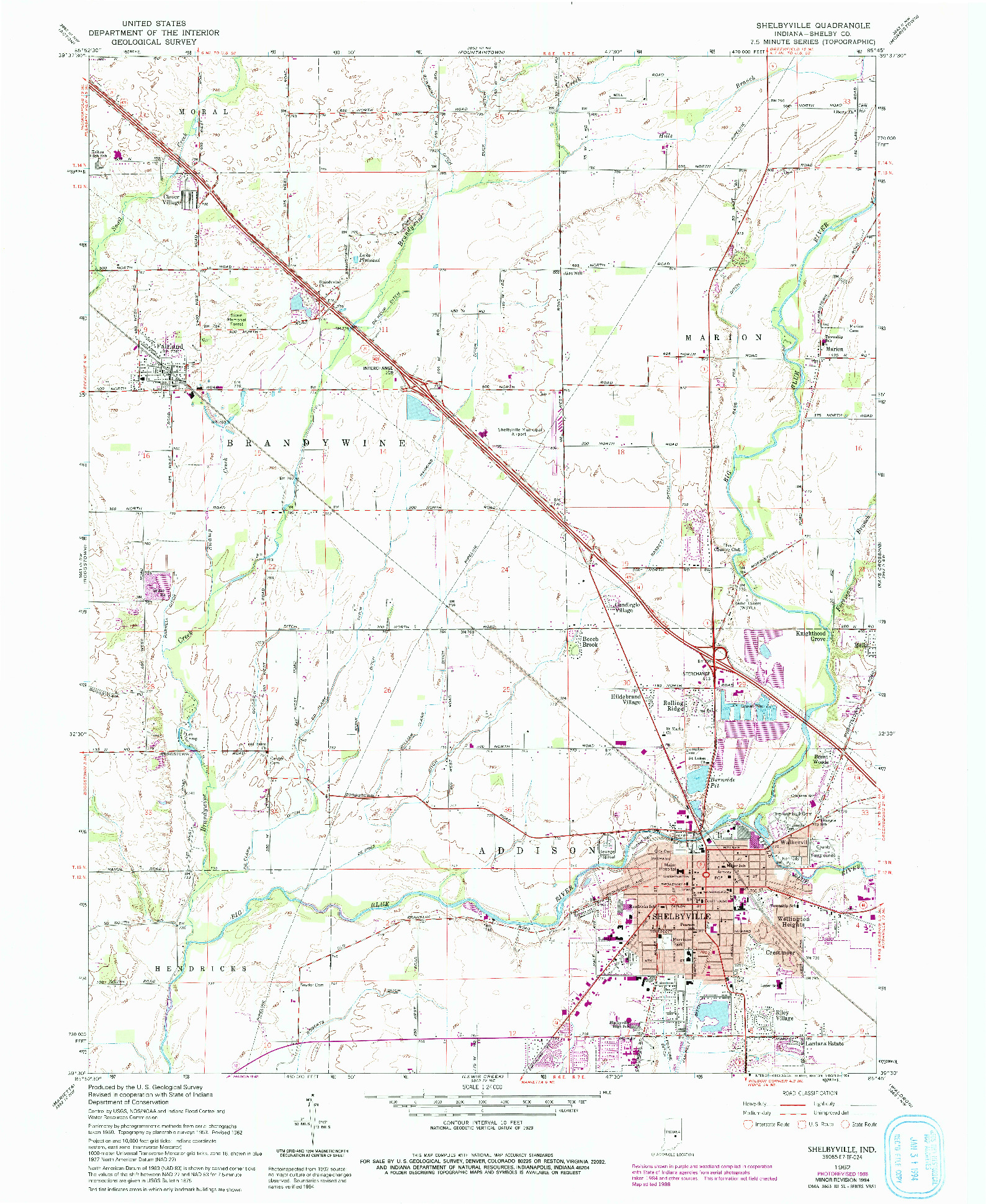 USGS 1:24000-SCALE QUADRANGLE FOR SHELBYVILLE, IN 1962