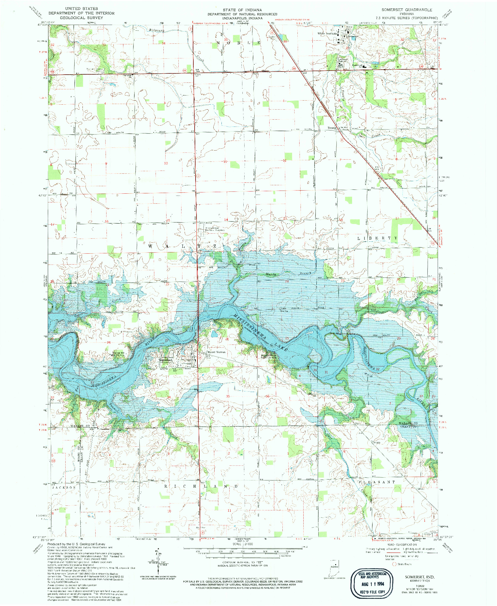 USGS 1:24000-SCALE QUADRANGLE FOR SOMERSET, IN 1969