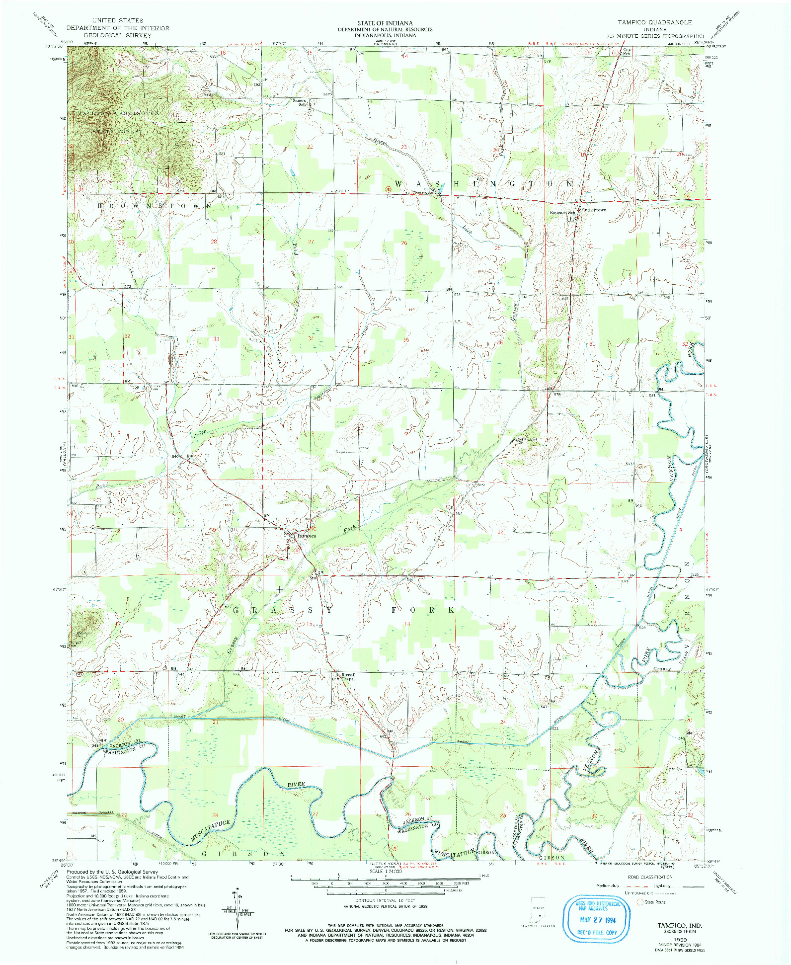 USGS 1:24000-SCALE QUADRANGLE FOR TAMPICO, IN 1959