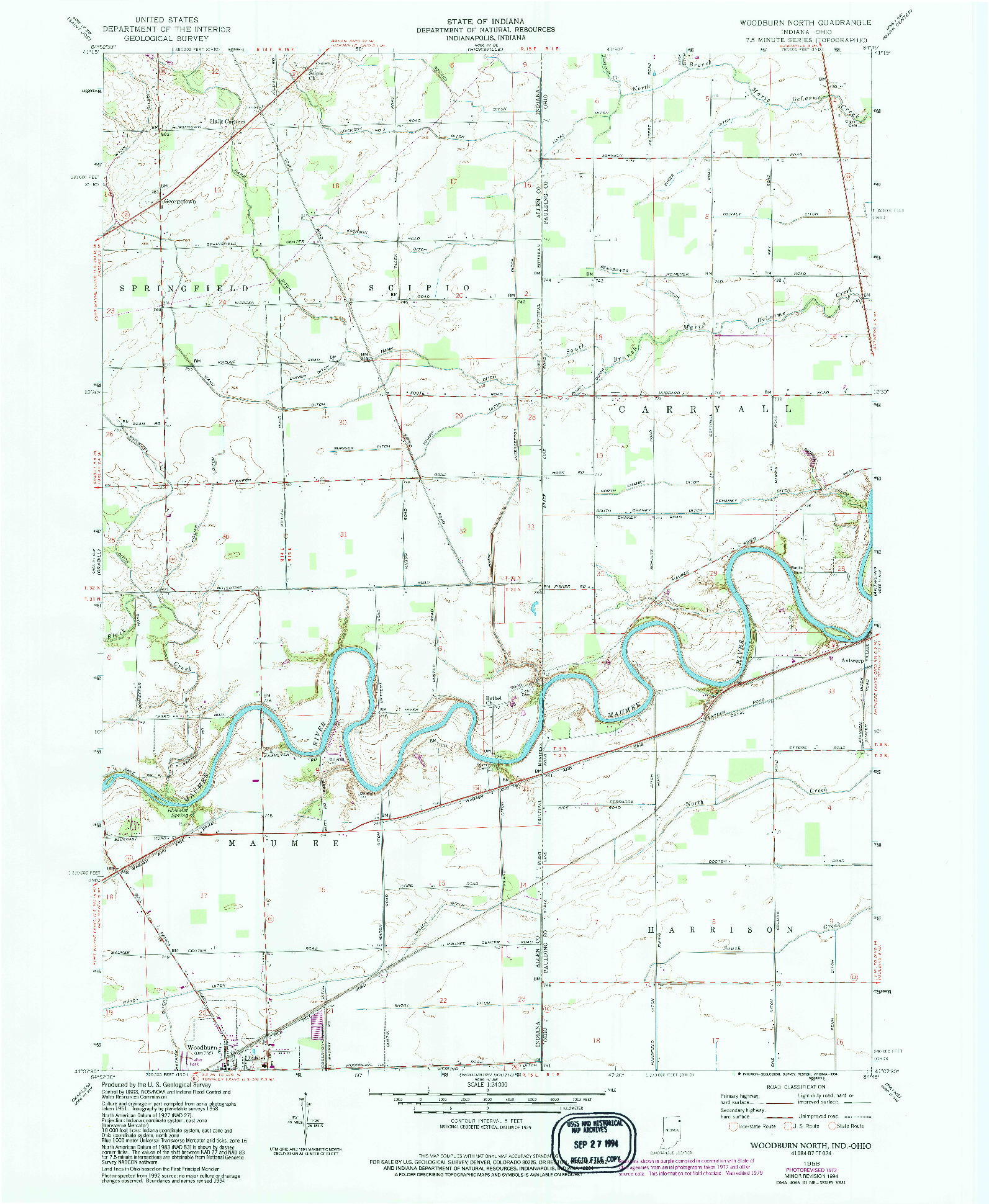 USGS 1:24000-SCALE QUADRANGLE FOR WOODBURN NORTH, IN 1958