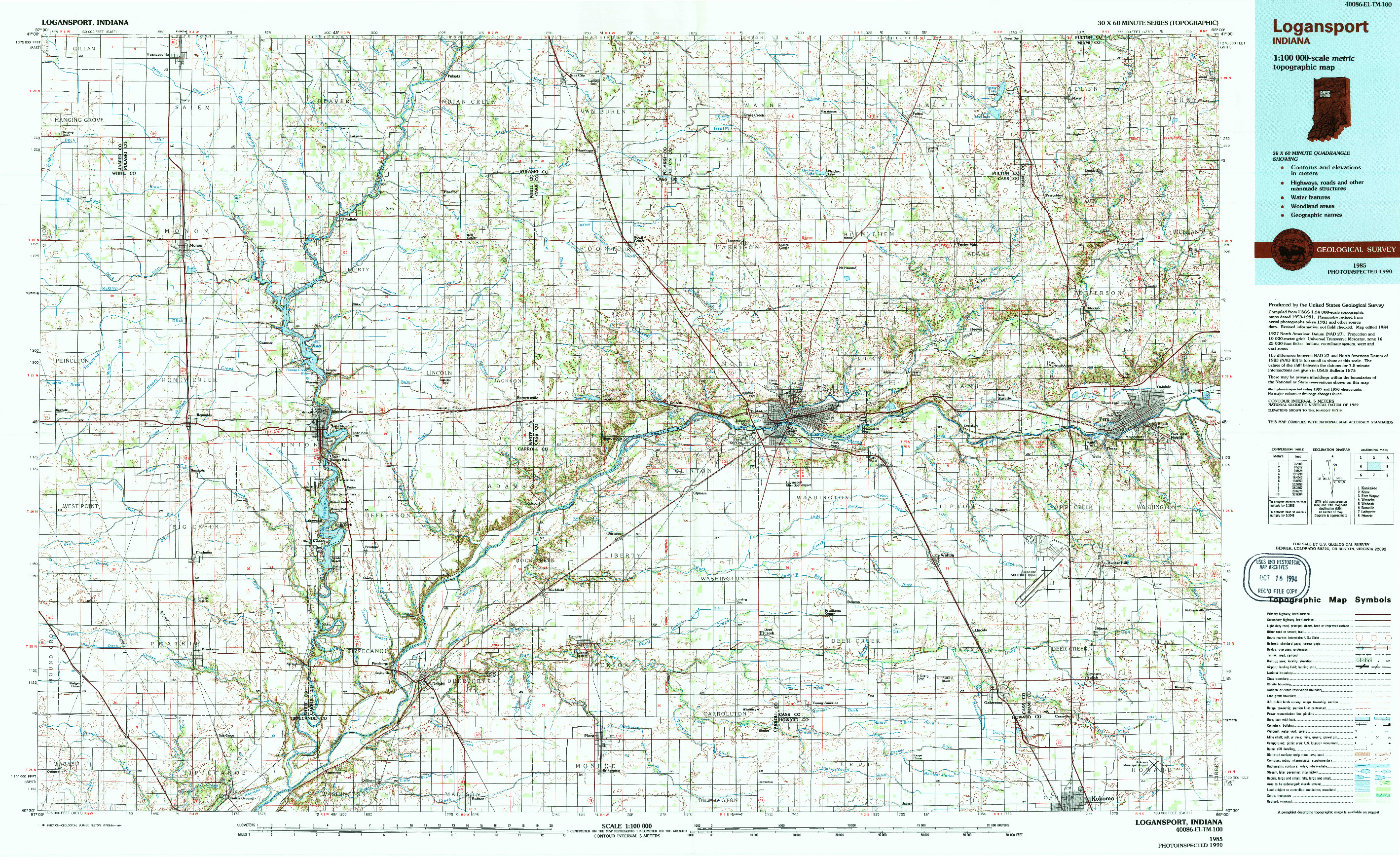 USGS 1:100000-SCALE QUADRANGLE FOR LOGANSPORT, IN 1985