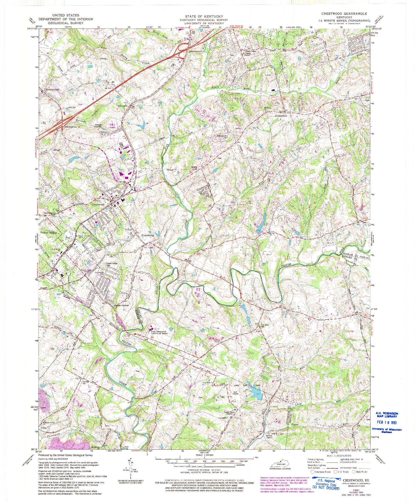 USGS 1:24000-SCALE QUADRANGLE FOR CRESTWOOD, KY 1981