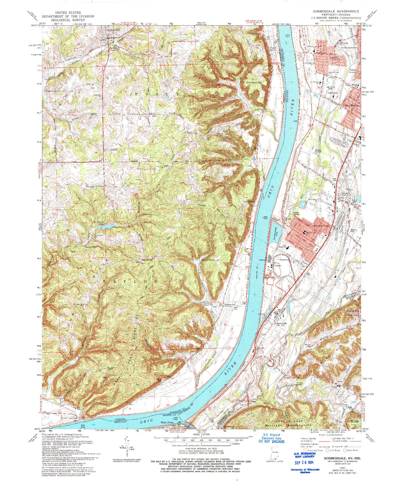 USGS 1:24000-SCALE QUADRANGLE FOR KOSMOSDALE, KY 1981