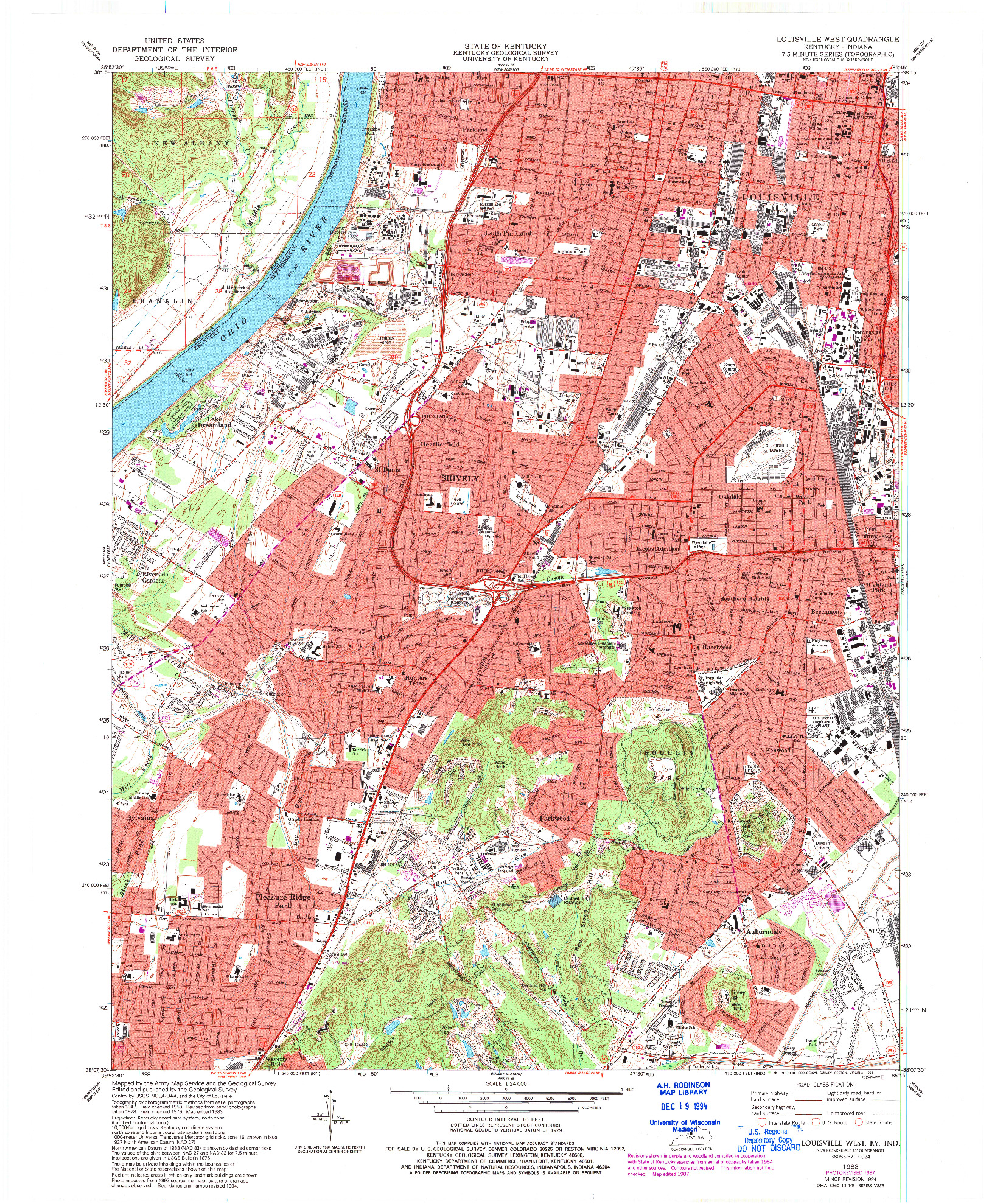 USGS 1:24000-SCALE QUADRANGLE FOR LOUISVILLE WEST, KY 1983