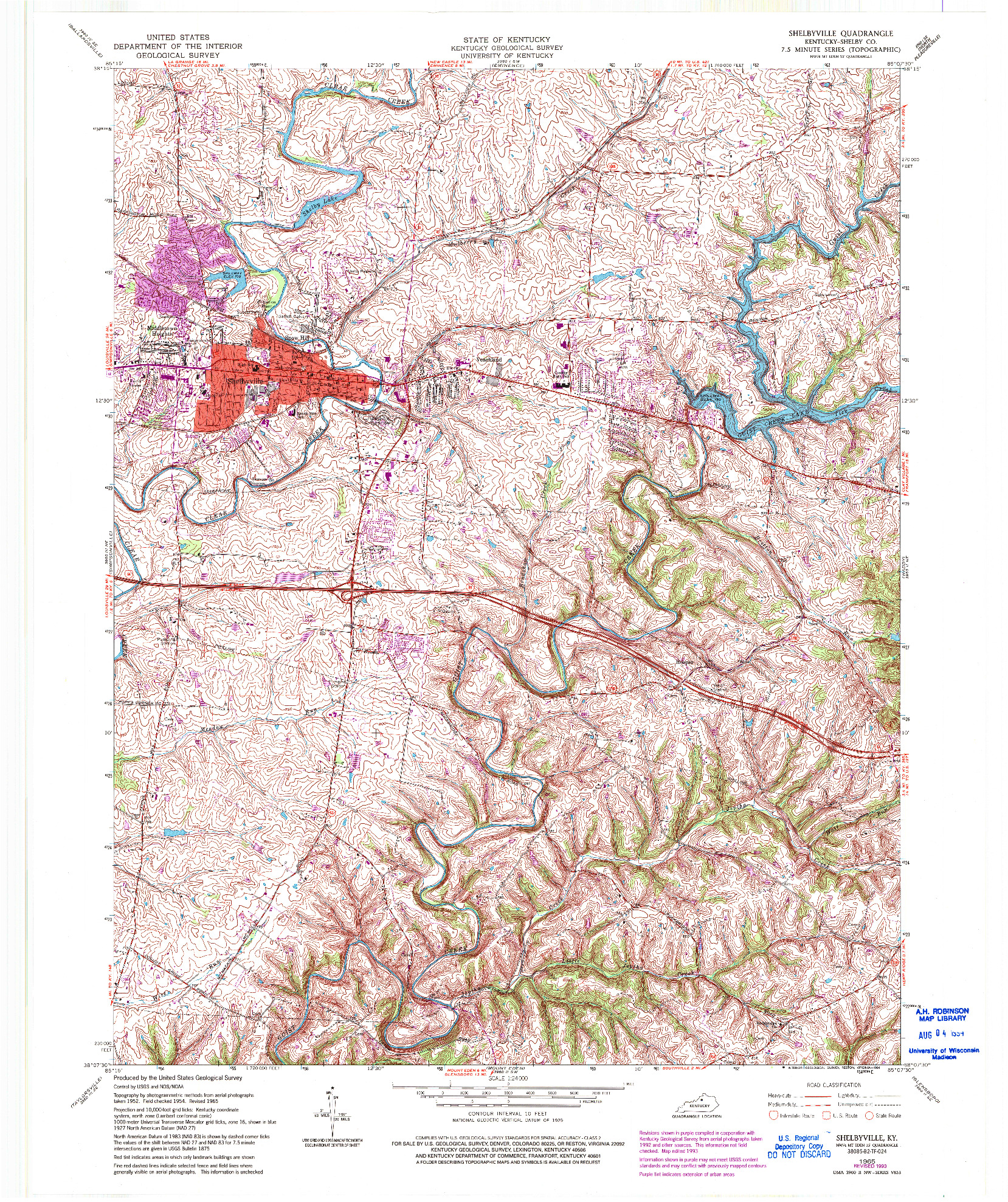 USGS 1:24000-SCALE QUADRANGLE FOR SHELBYVILLE, KY 1965