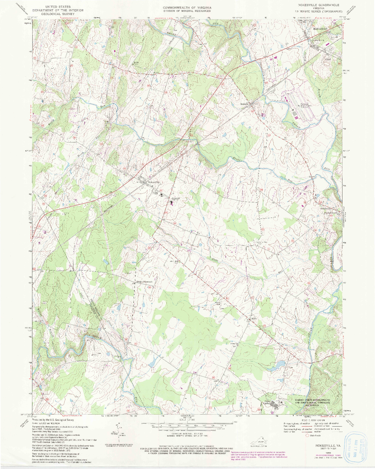 USGS 1:24000-SCALE QUADRANGLE FOR NOKESVILLE, VA 1966