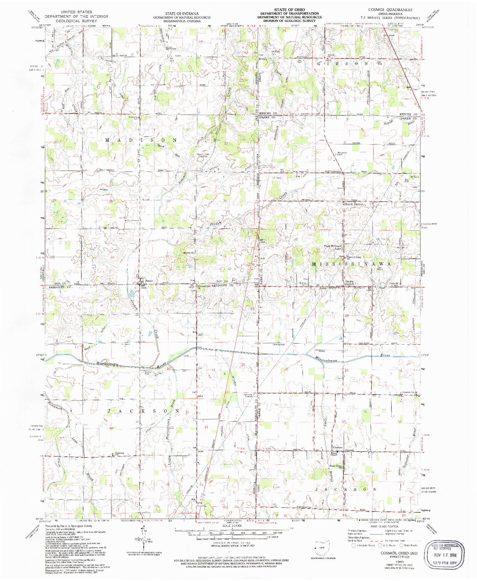 USGS 1:24000-SCALE QUADRANGLE FOR COSMOS, OH 1960