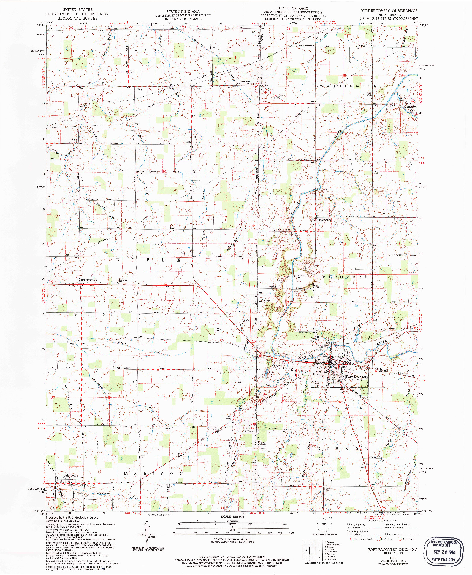 USGS 1:24000-SCALE QUADRANGLE FOR FORT RECOVERY, OH 1960