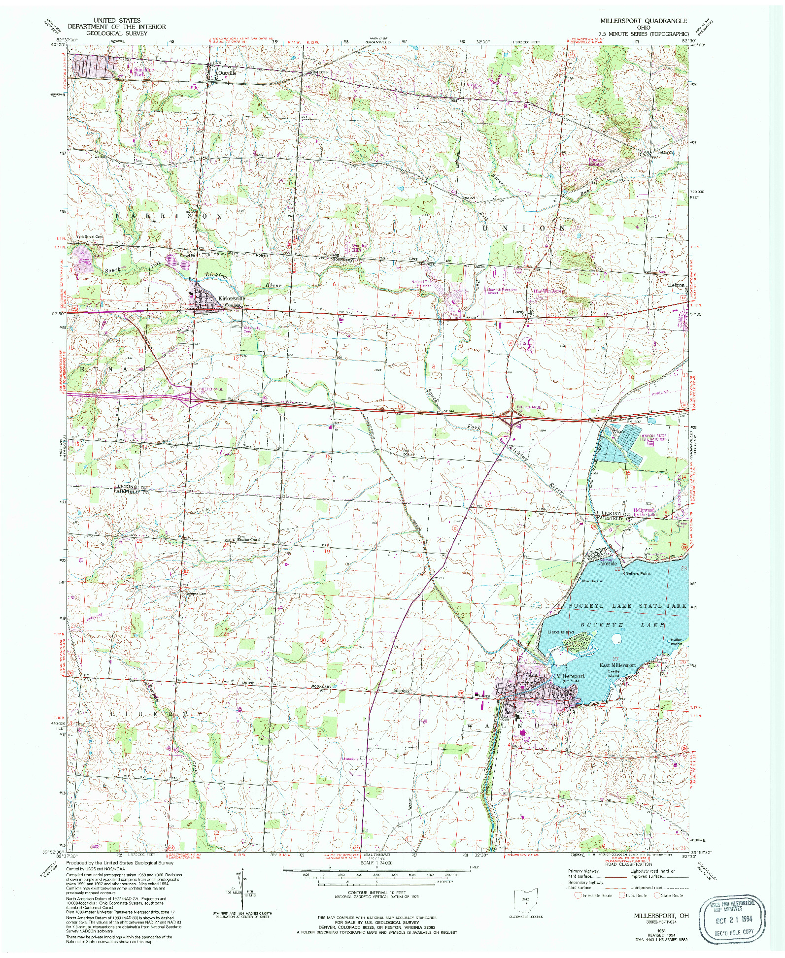 USGS 1:24000-SCALE QUADRANGLE FOR MILLERSPORT, OH 1961