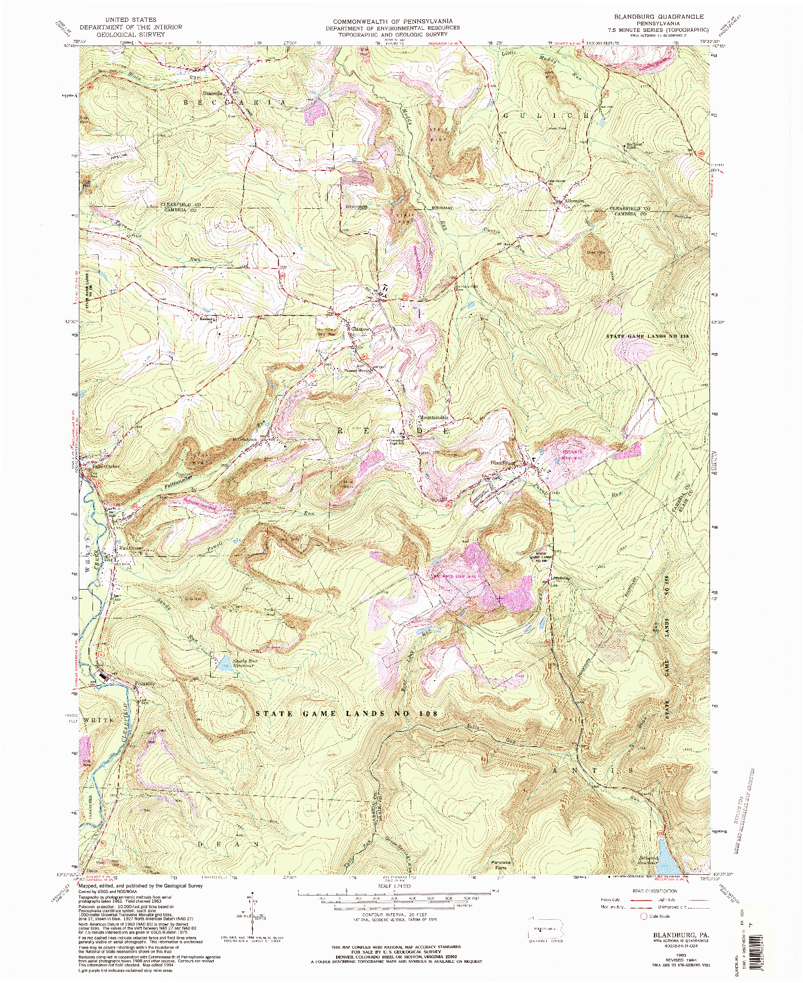 USGS 1:24000-SCALE QUADRANGLE FOR BLANDBURG, PA 1963