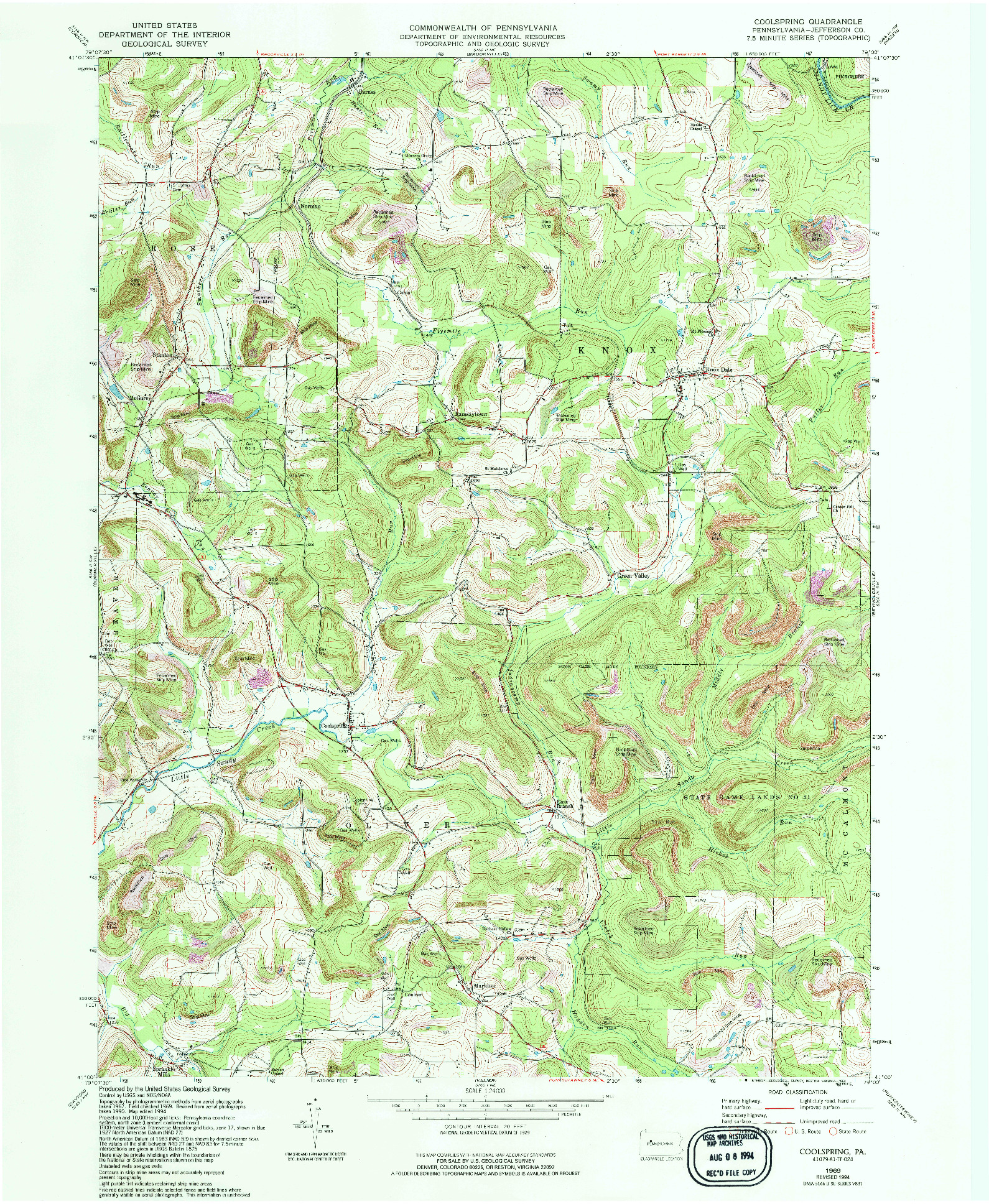 USGS 1:24000-SCALE QUADRANGLE FOR COOLSPRING, PA 1969
