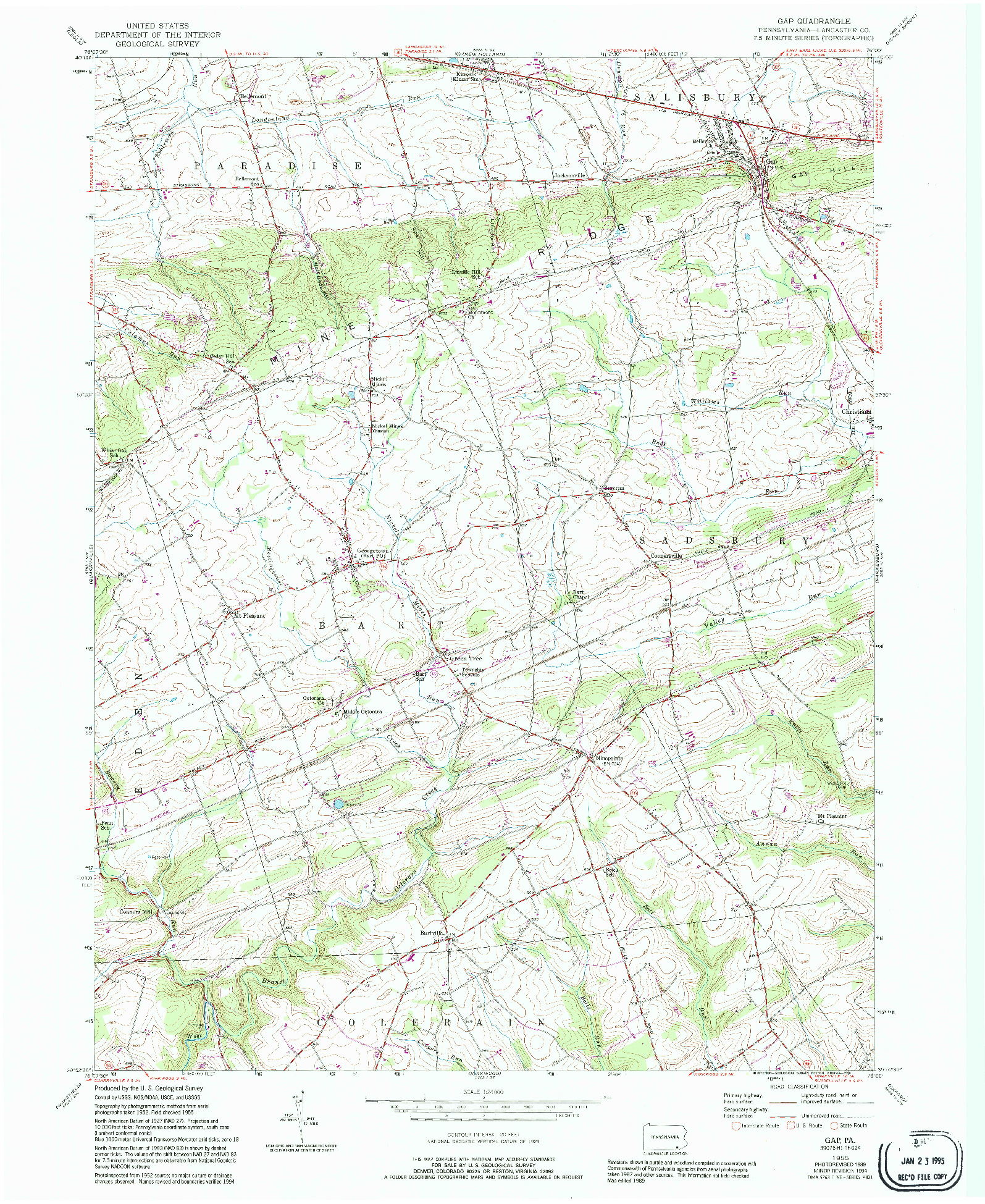 USGS 1:24000-SCALE QUADRANGLE FOR GAP, PA 1955
