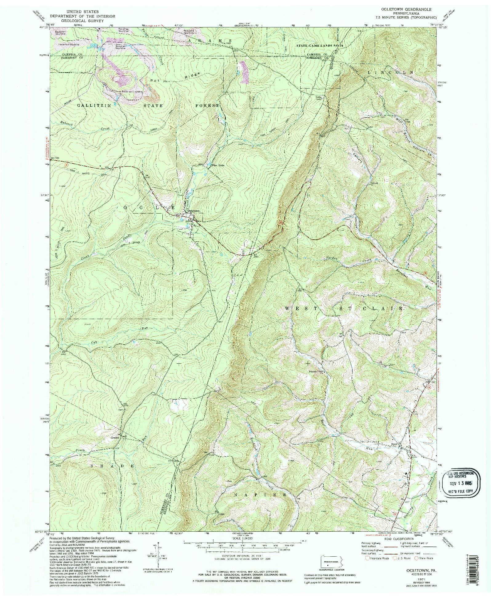 USGS 1:24000-SCALE QUADRANGLE FOR OGLETOWN, PA 1971