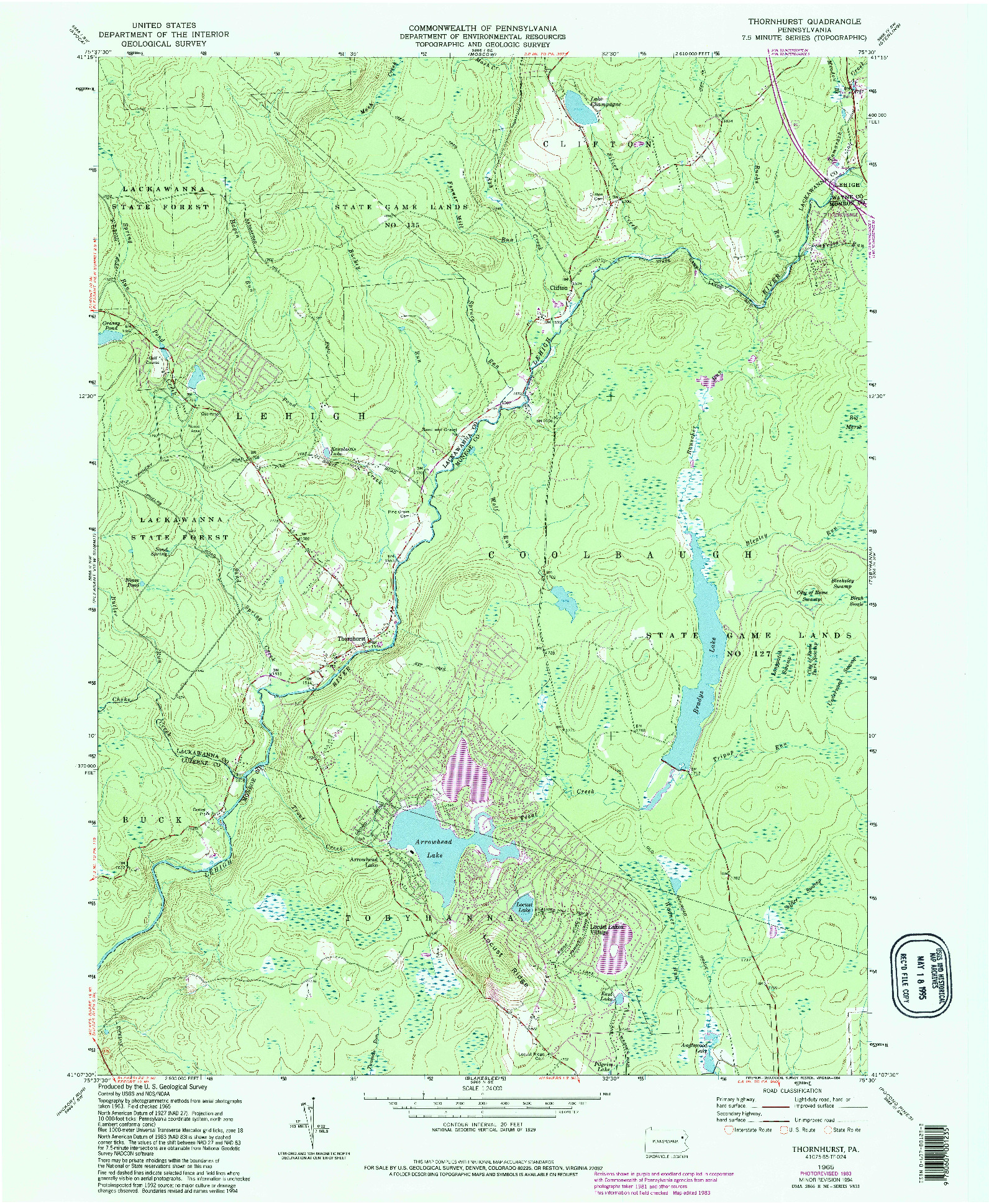 USGS 1:24000-SCALE QUADRANGLE FOR THORNHURST, PA 1965