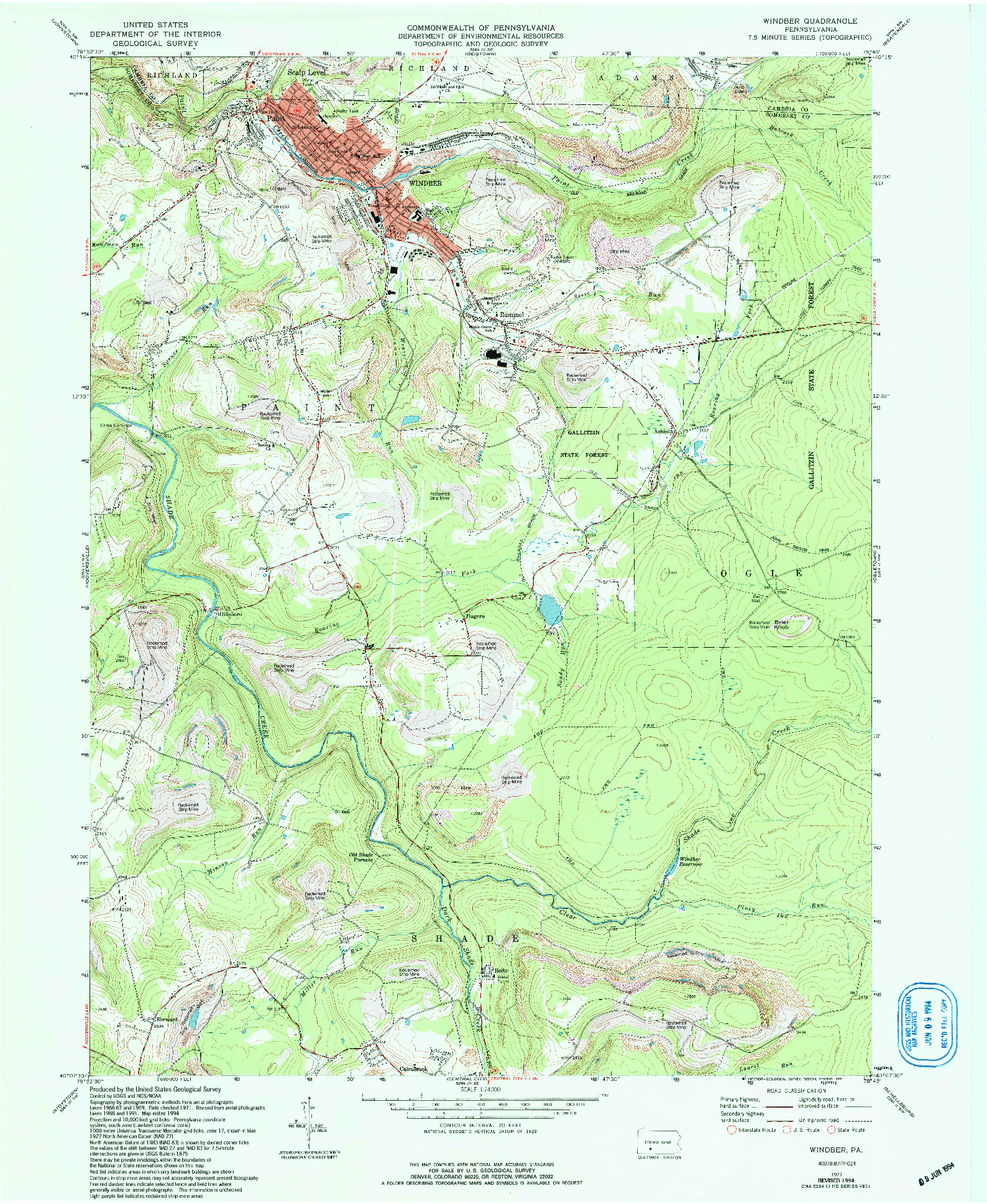 USGS 1:24000-SCALE QUADRANGLE FOR WINDBER, PA 1971