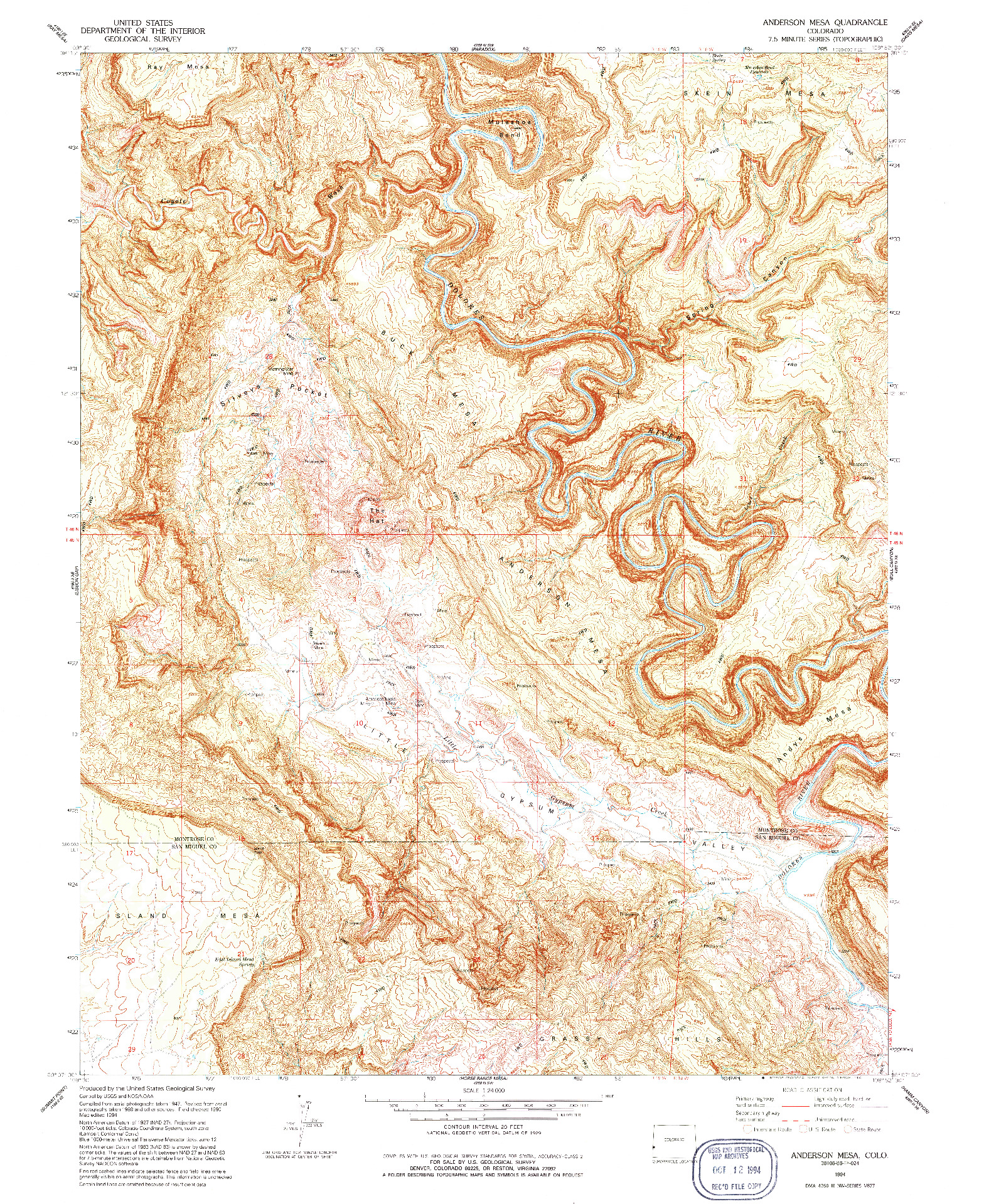 USGS 1:24000-SCALE QUADRANGLE FOR ANDERSON MESA, CO 1994