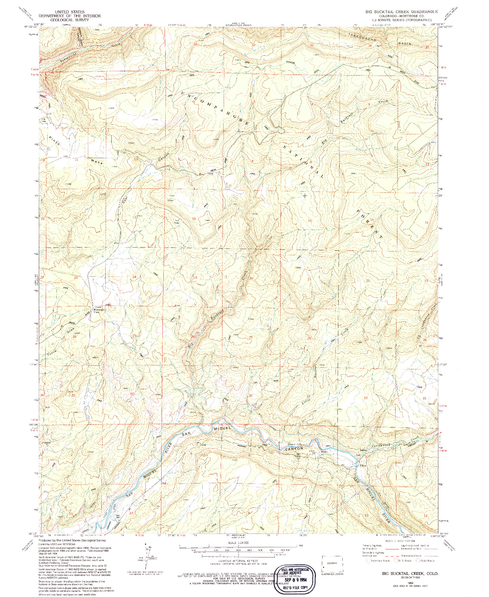 USGS 1:24000-SCALE QUADRANGLE FOR BIG BUCKTAIL CREEK, CO 1994