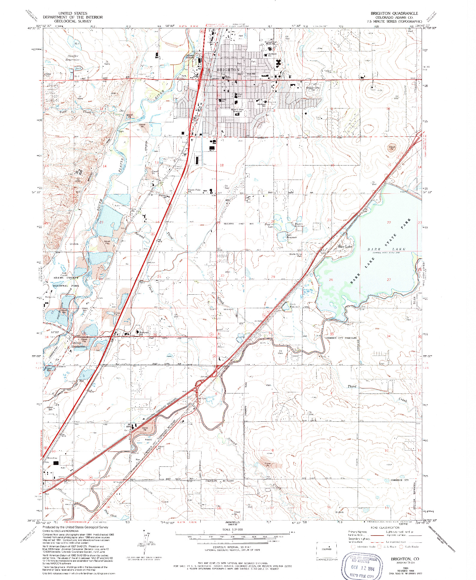 USGS 1:24000-SCALE QUADRANGLE FOR BRIGHTON, CO 1965