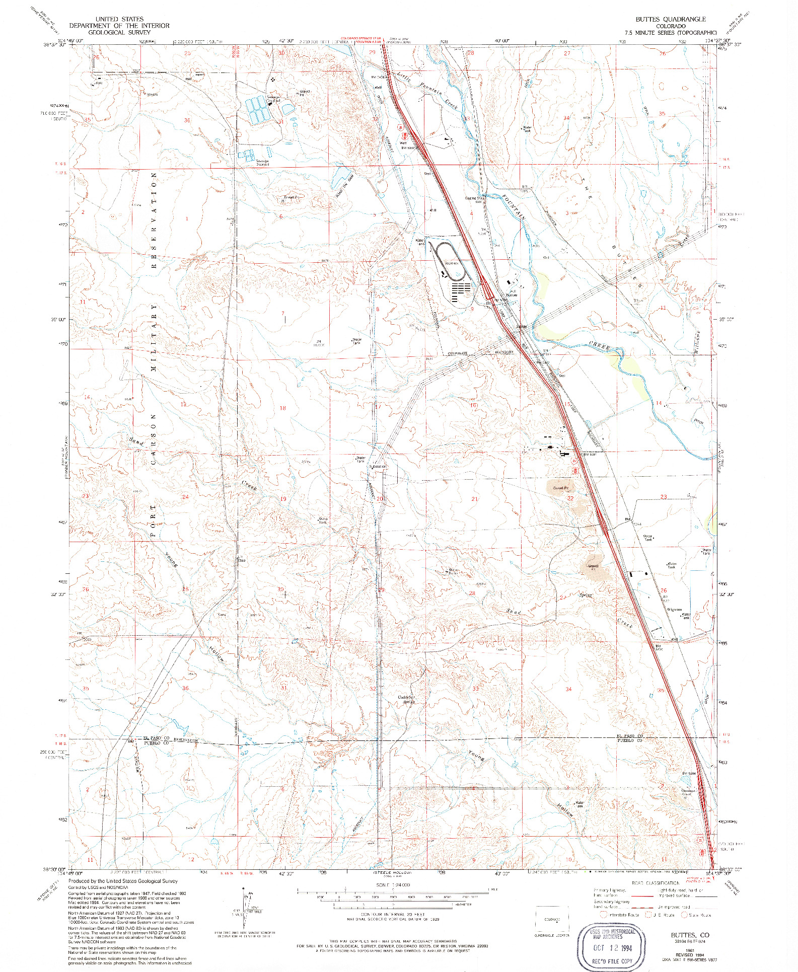 USGS 1:24000-SCALE QUADRANGLE FOR BUTTES, CO 1961