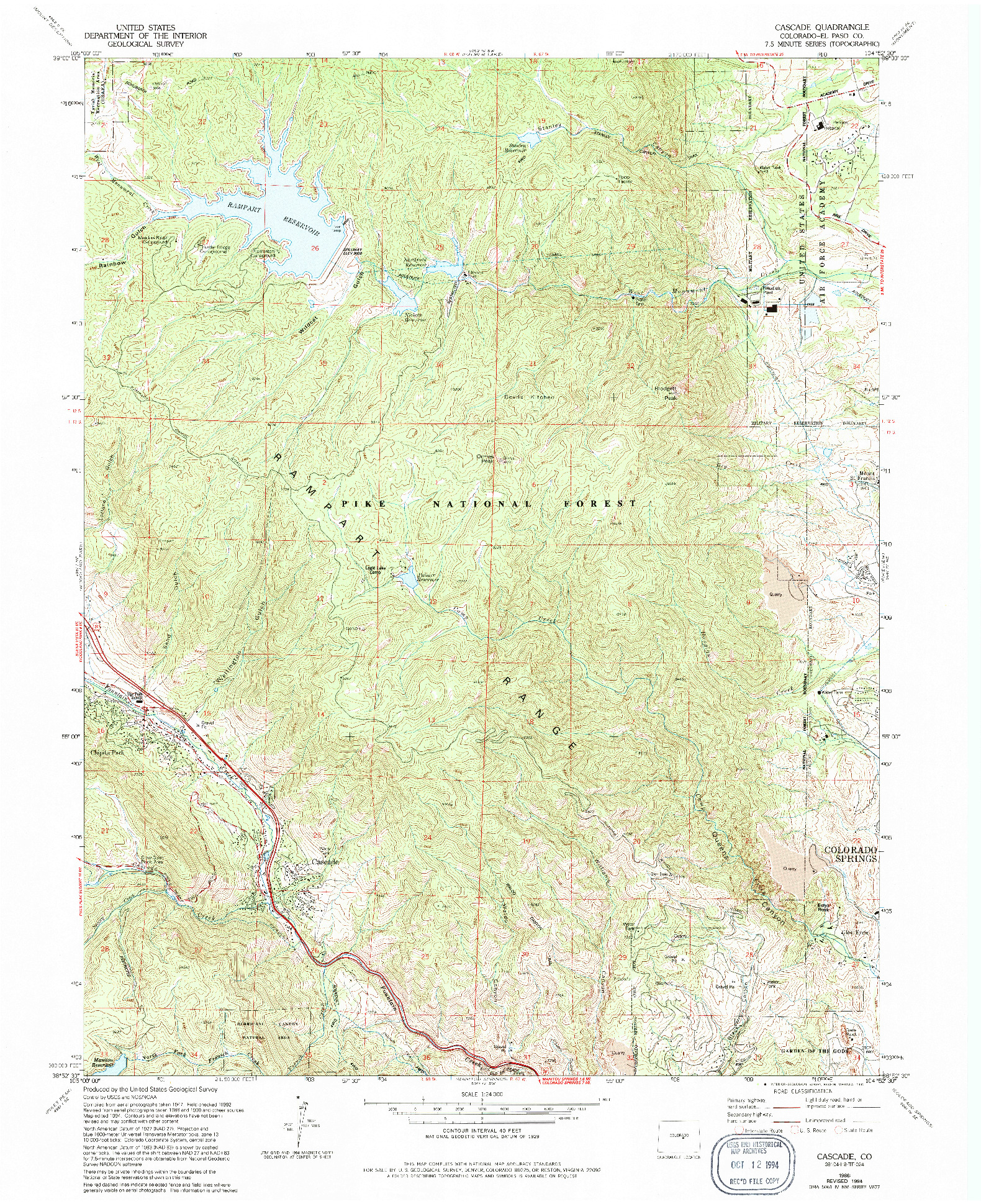 USGS 1:24000-SCALE QUADRANGLE FOR CASCADE, CO 1986