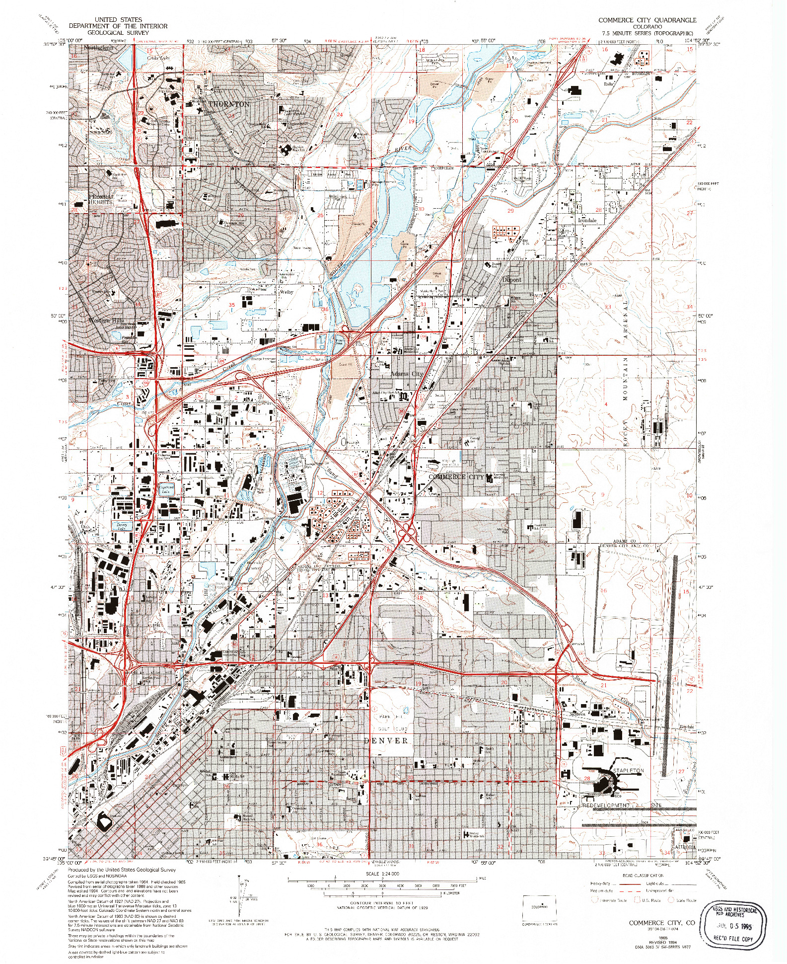 USGS 1:24000-SCALE QUADRANGLE FOR COMMERCE CITY, CO 1965