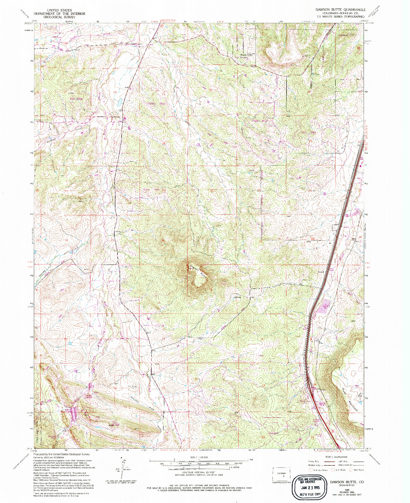 USGS 1:24000-SCALE QUADRANGLE FOR DAWSON BUTTE, CO 1965