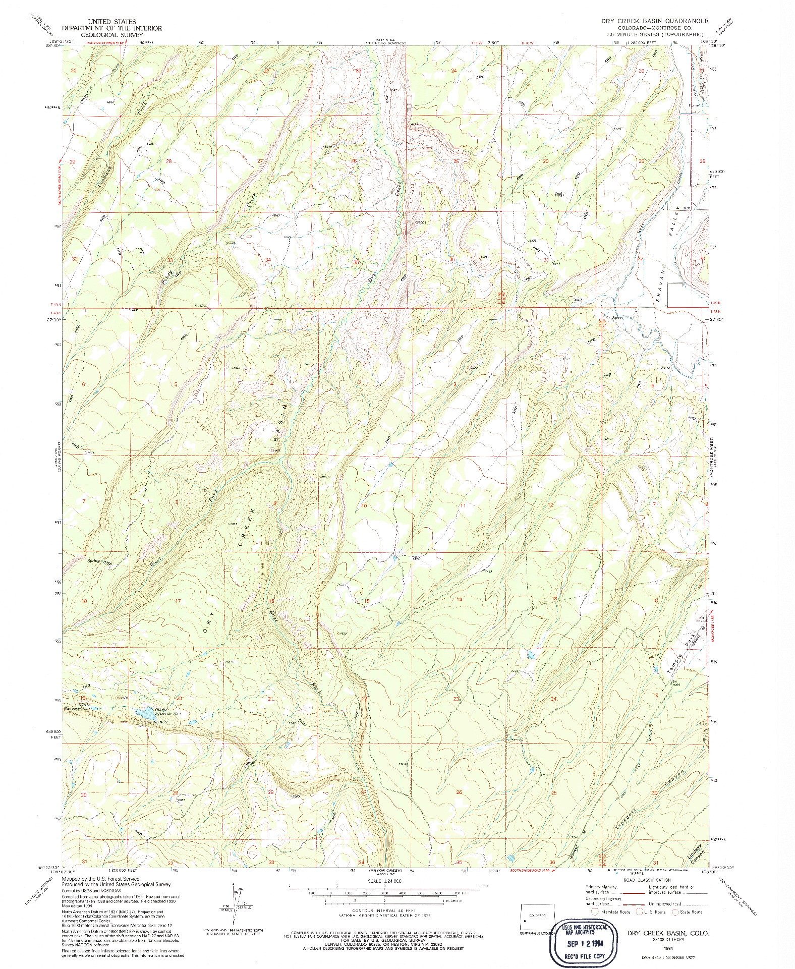 USGS 1:24000-SCALE QUADRANGLE FOR DRY CREEK BASIN, CO 1994