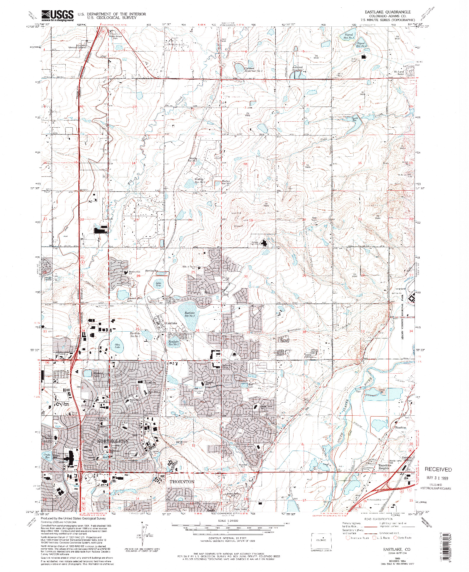 USGS 1:24000-SCALE QUADRANGLE FOR EASTLAKE, CO 1965