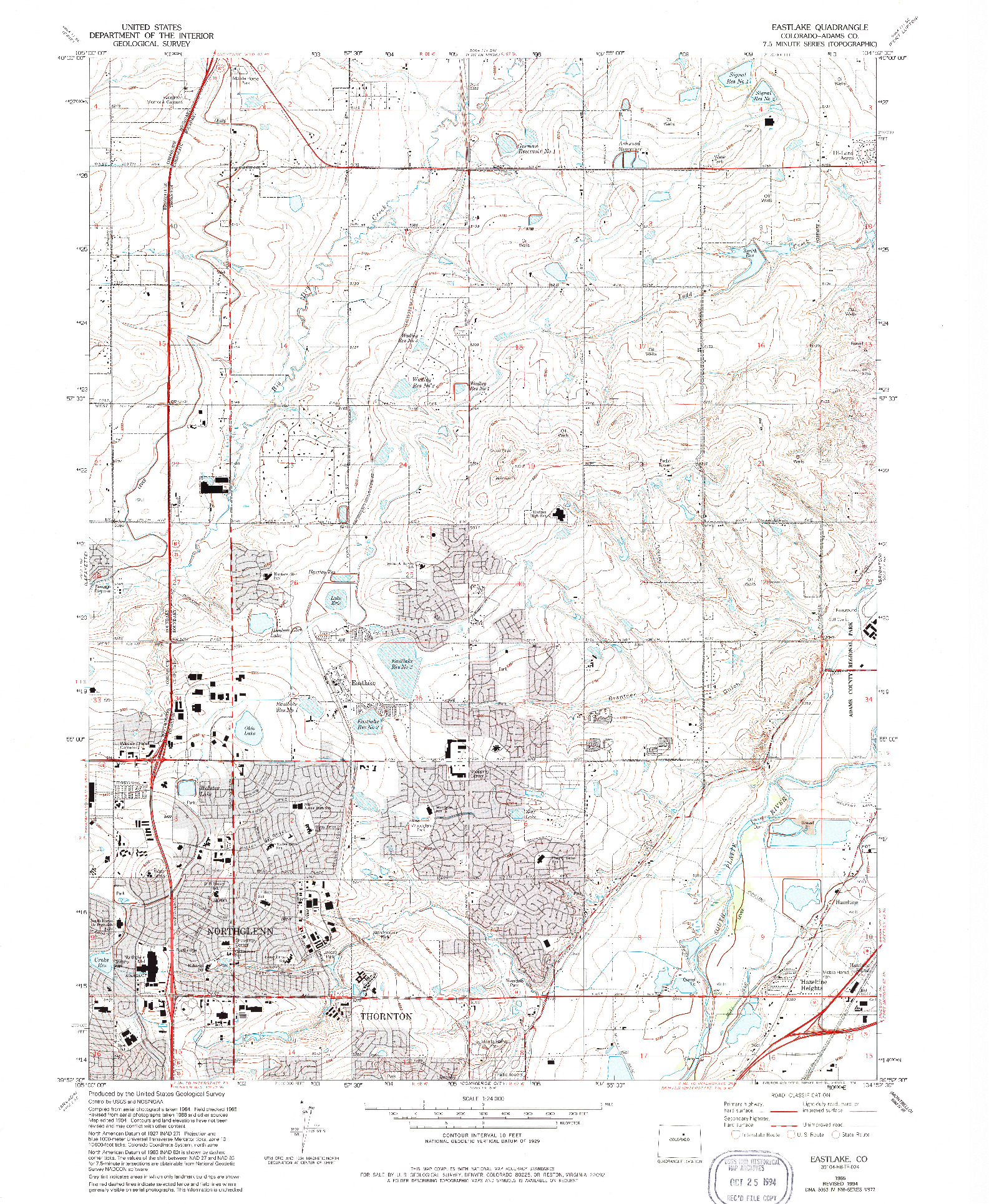 USGS 1:24000-SCALE QUADRANGLE FOR EASTLAKE, CO 1965