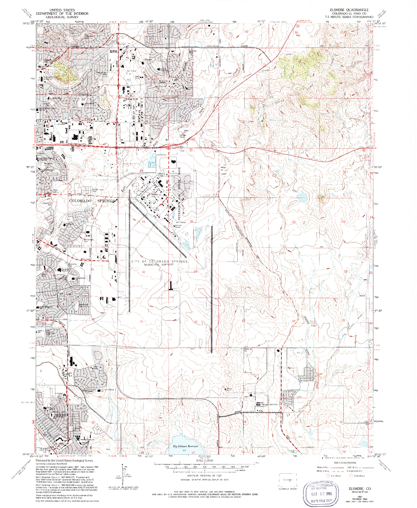 USGS 1:24000-SCALE QUADRANGLE FOR ELSMERE, CO 1961