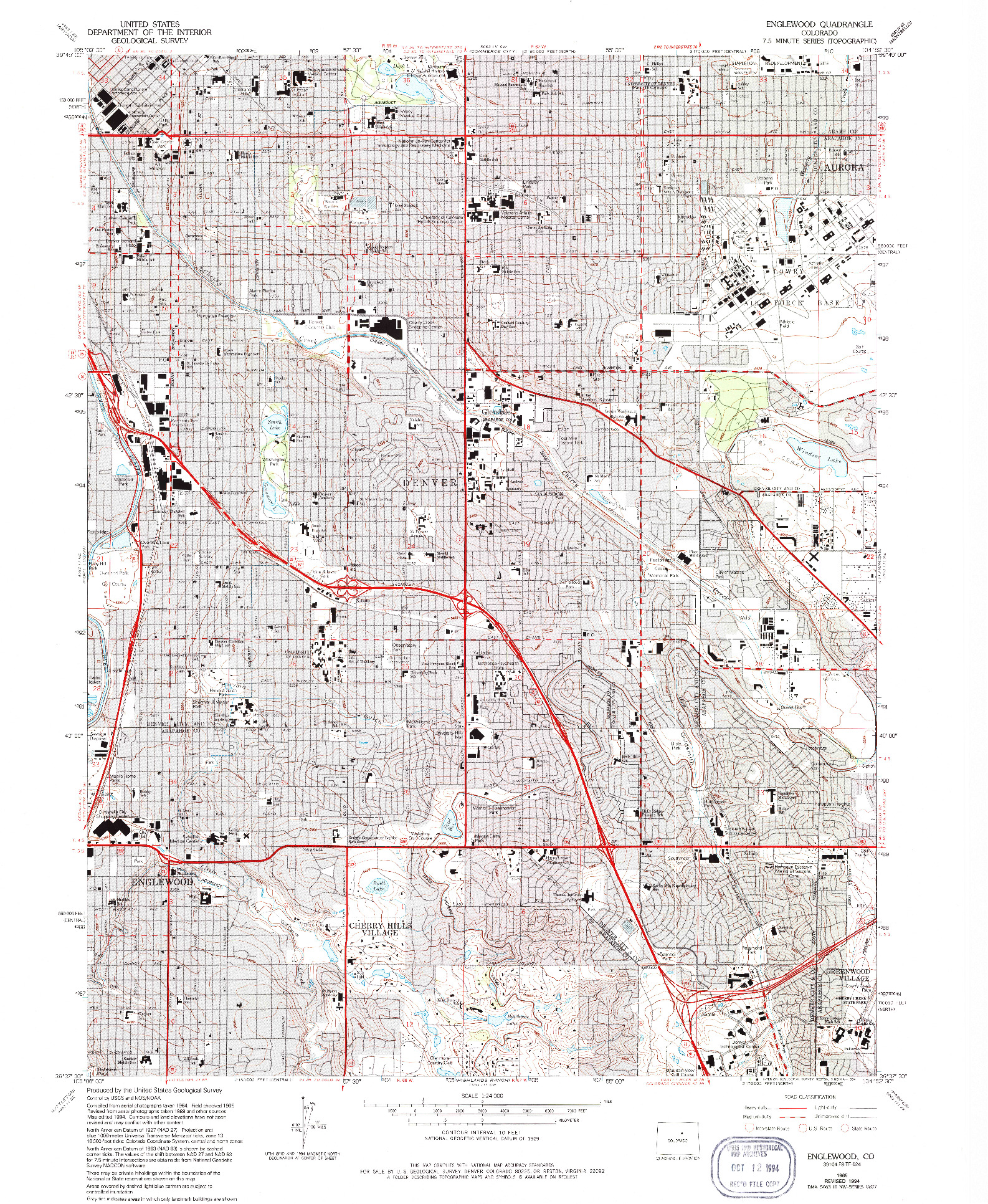 USGS 1:24000-SCALE QUADRANGLE FOR ENGLEWOOD, CO 1965