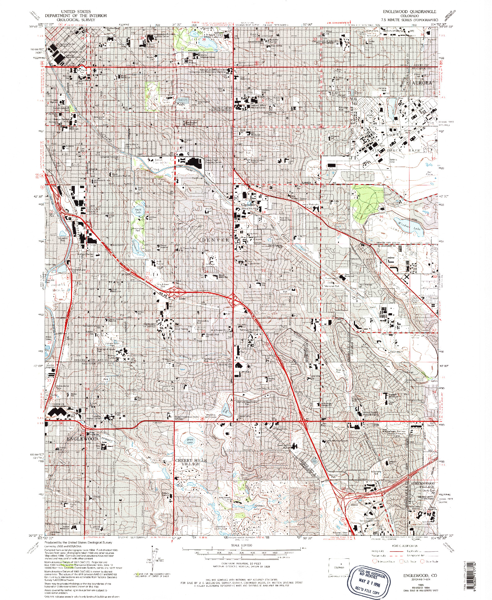 USGS 1:24000-SCALE QUADRANGLE FOR ENGLEWOOD, CO 1965