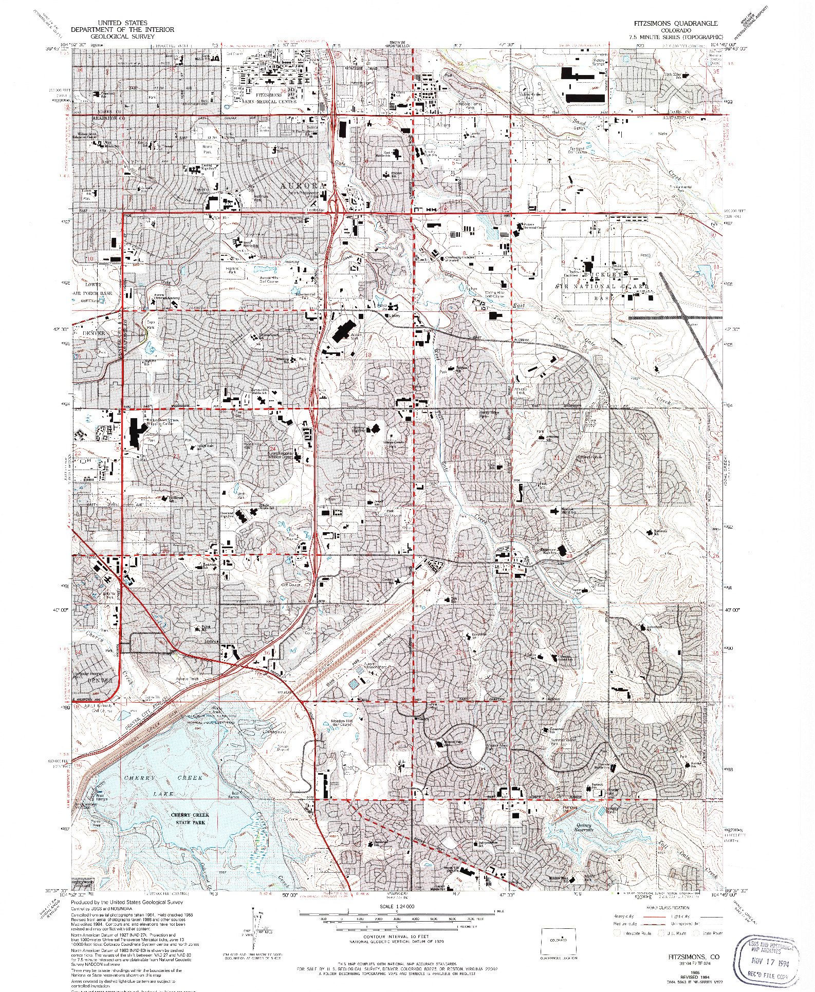 USGS 1:24000-SCALE QUADRANGLE FOR FITZSIMONS, CO 1965