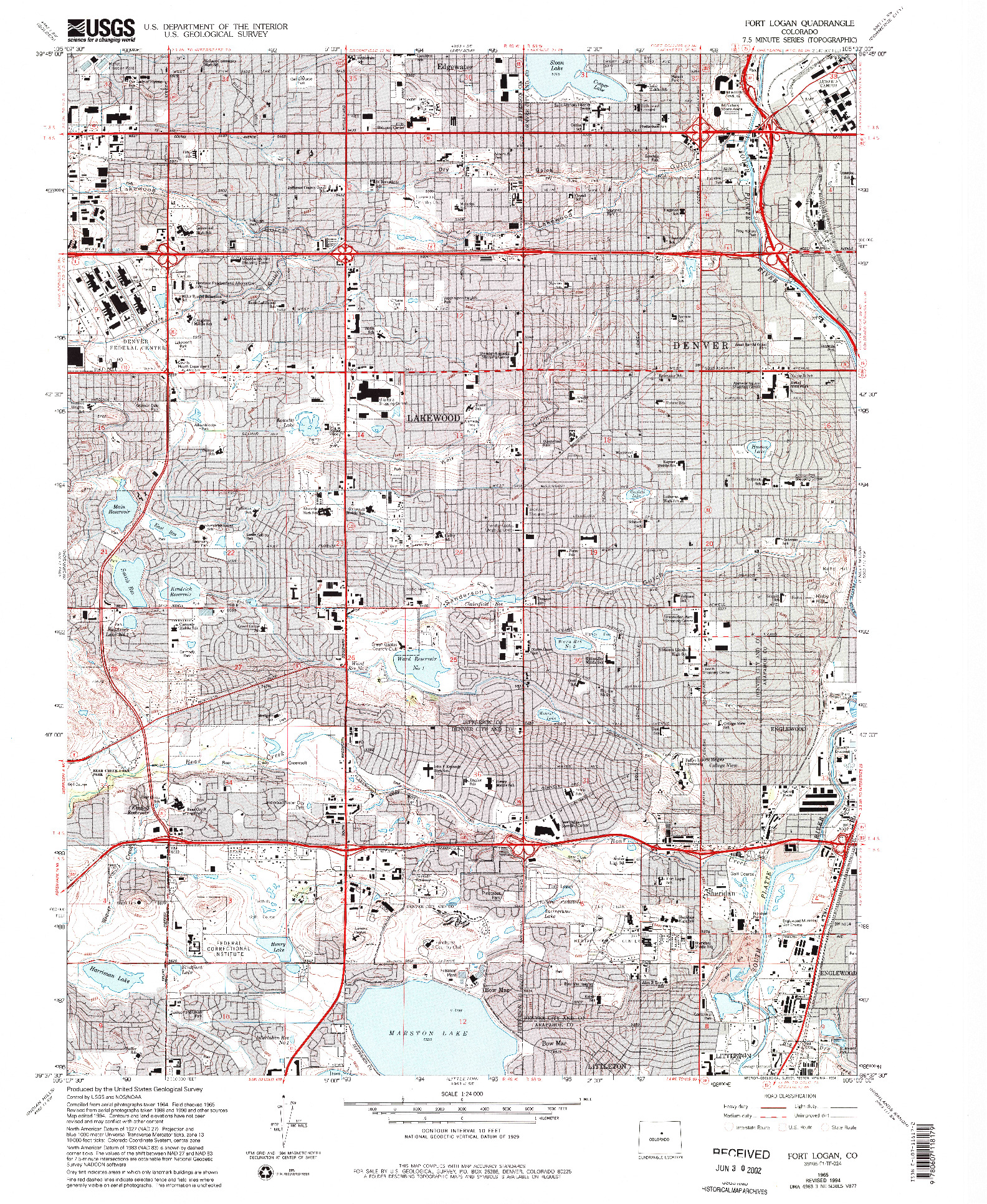 USGS 1:24000-SCALE QUADRANGLE FOR FORT LOGAN, CO 1965