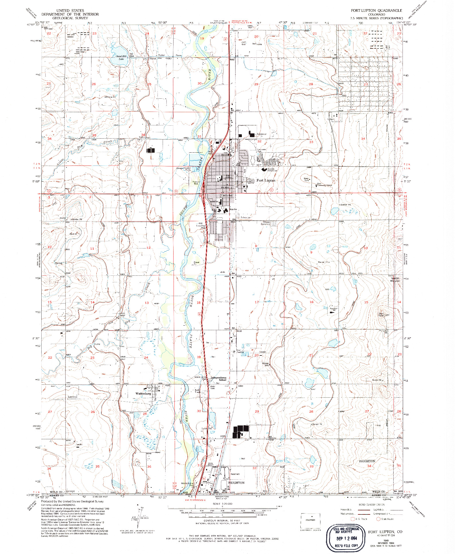 USGS 1:24000-SCALE QUADRANGLE FOR FORT LUPTON, CO 1949