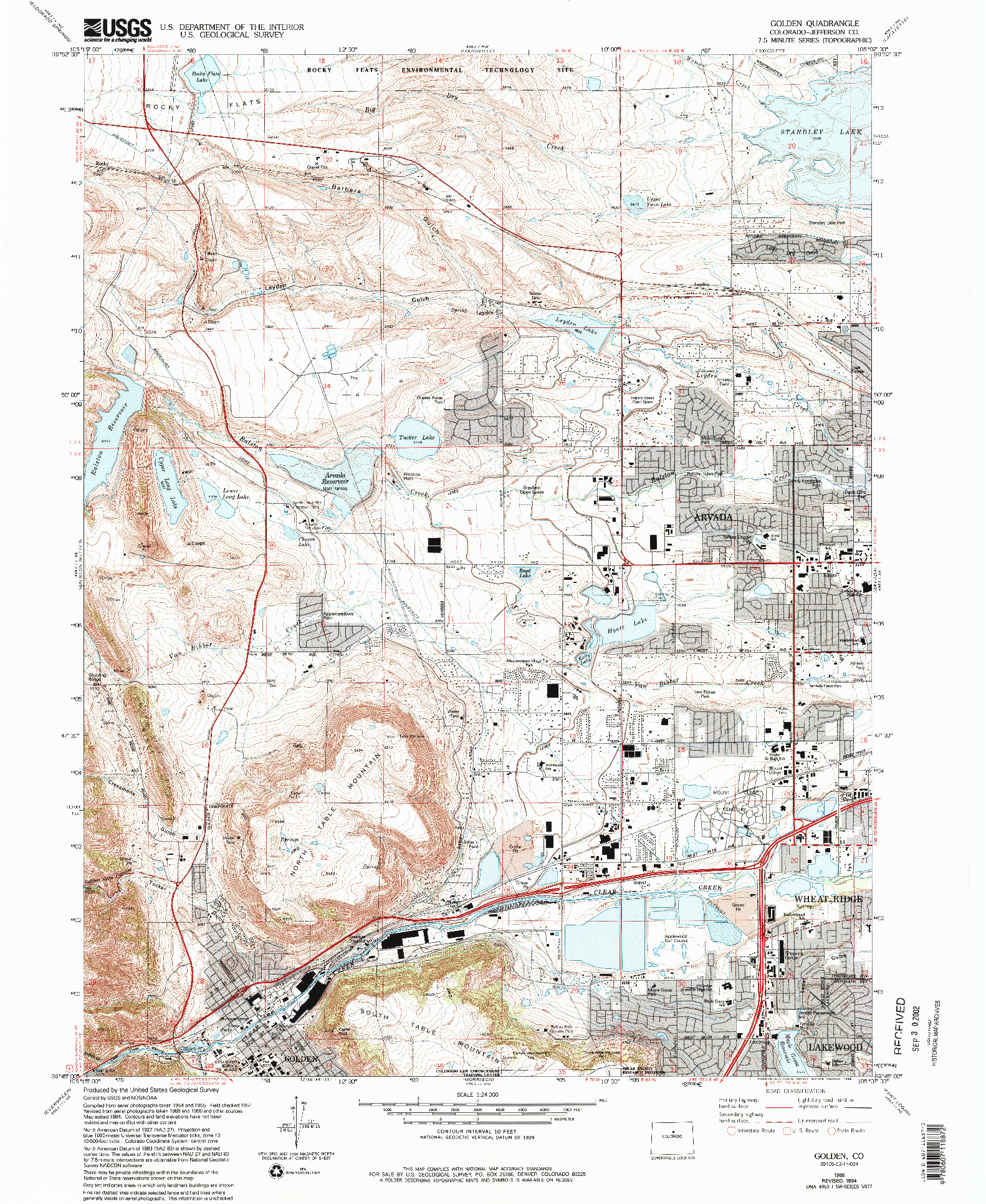 USGS 1:24000-SCALE QUADRANGLE FOR GOLDEN, CO 1965