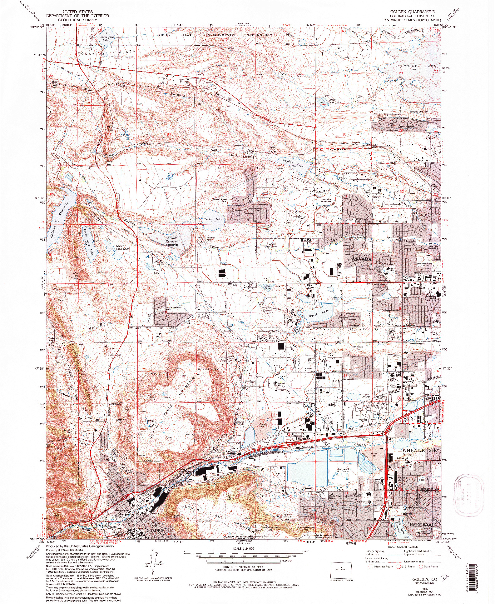 USGS 1:24000-SCALE QUADRANGLE FOR GOLDEN, CO 1965