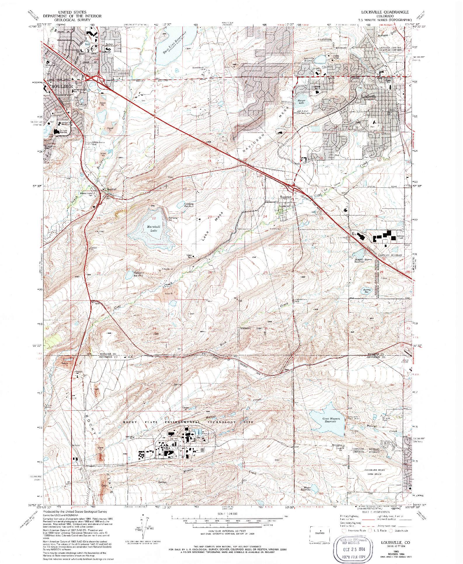 USGS 1:24000-SCALE QUADRANGLE FOR LOUISVILLE, CO 1965