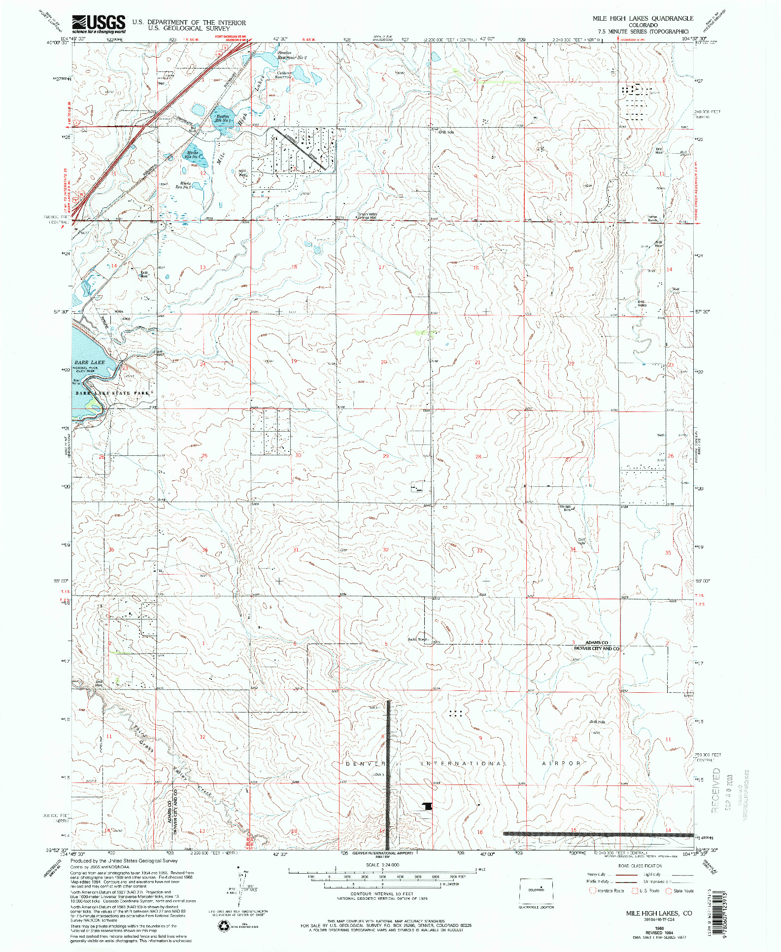 USGS 1:24000-SCALE QUADRANGLE FOR MILE HIGH LAKES, CO 1966