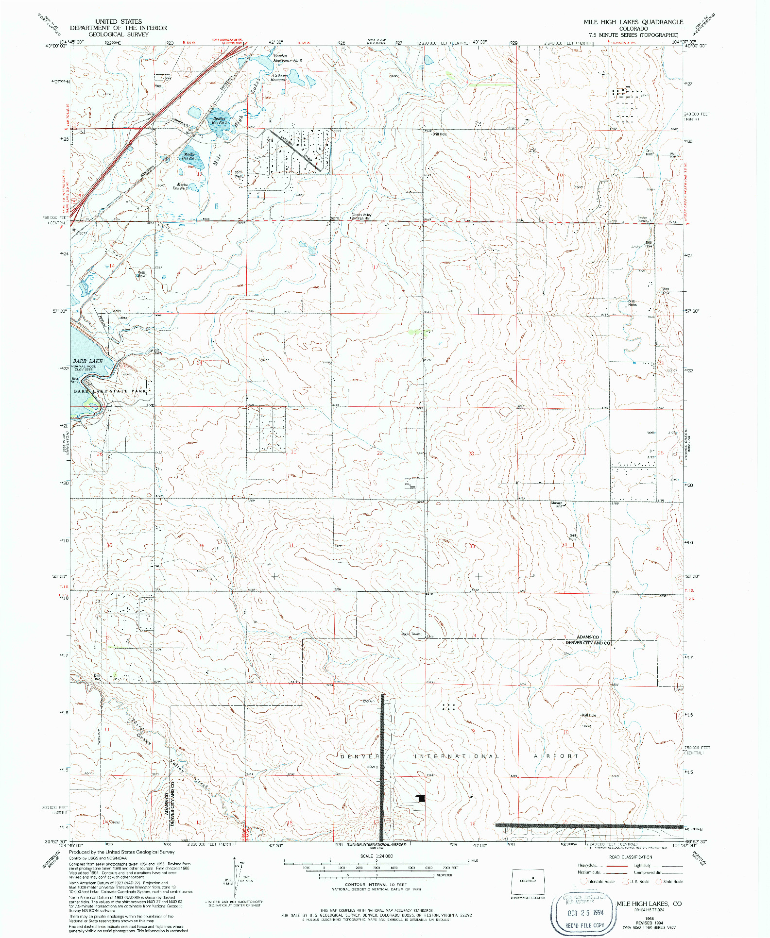 USGS 1:24000-SCALE QUADRANGLE FOR MILE HIGH LAKES, CO 1966