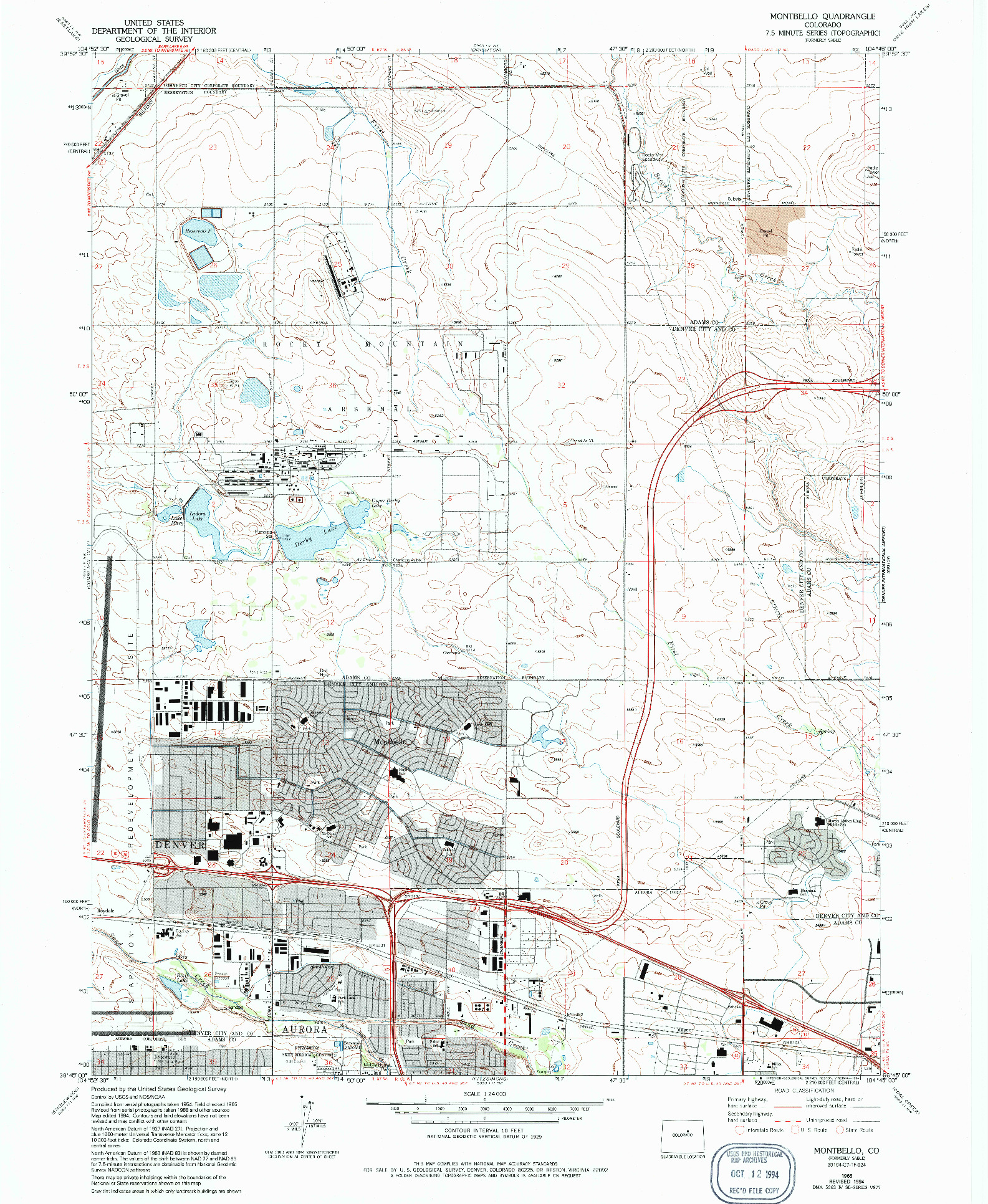 USGS 1:24000-SCALE QUADRANGLE FOR MONTBELLO, CO 1965