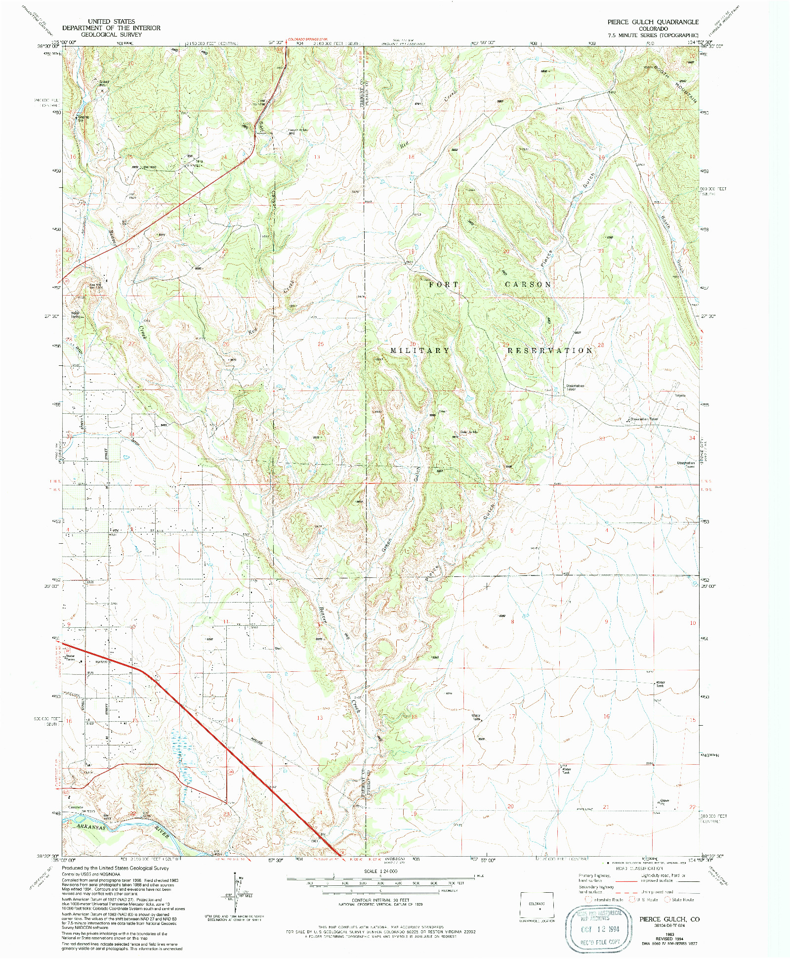 USGS 1:24000-SCALE QUADRANGLE FOR PIERCE GULCH, CO 1963